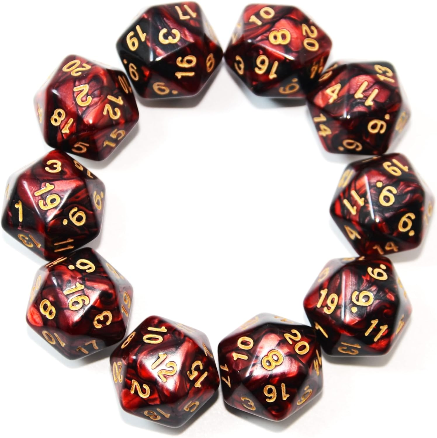Smartdealspro 10-Pack Two Color 20 Sided Dice D20 Polyhedral Dice for DND RPG MTG Table Games