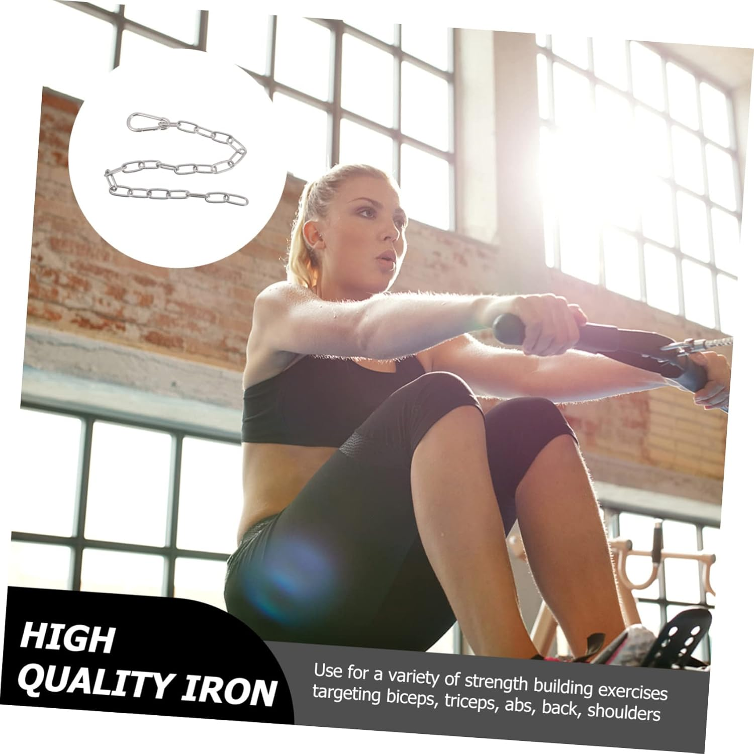 KOMBIUDA 1Pc Fitness Machine Extensive Chain Handle Grip Accessories for Fitness Equipment Durable and Reliable Attachment for Cable Pulley Systems image number 6