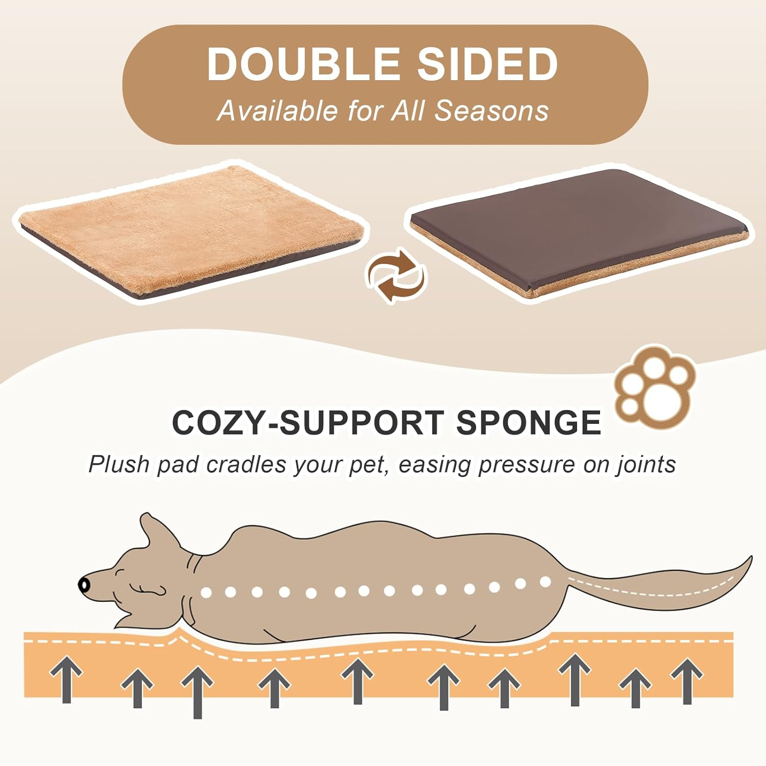 Jiupety Indoor Dog House, 2 in 1 Portable Foldable House Bed with Cover, Pet Tent & Cave Bed for Small Medium Dog, L(24"&times;18"&times;18"), up to 20 Lb, Brown image number 3