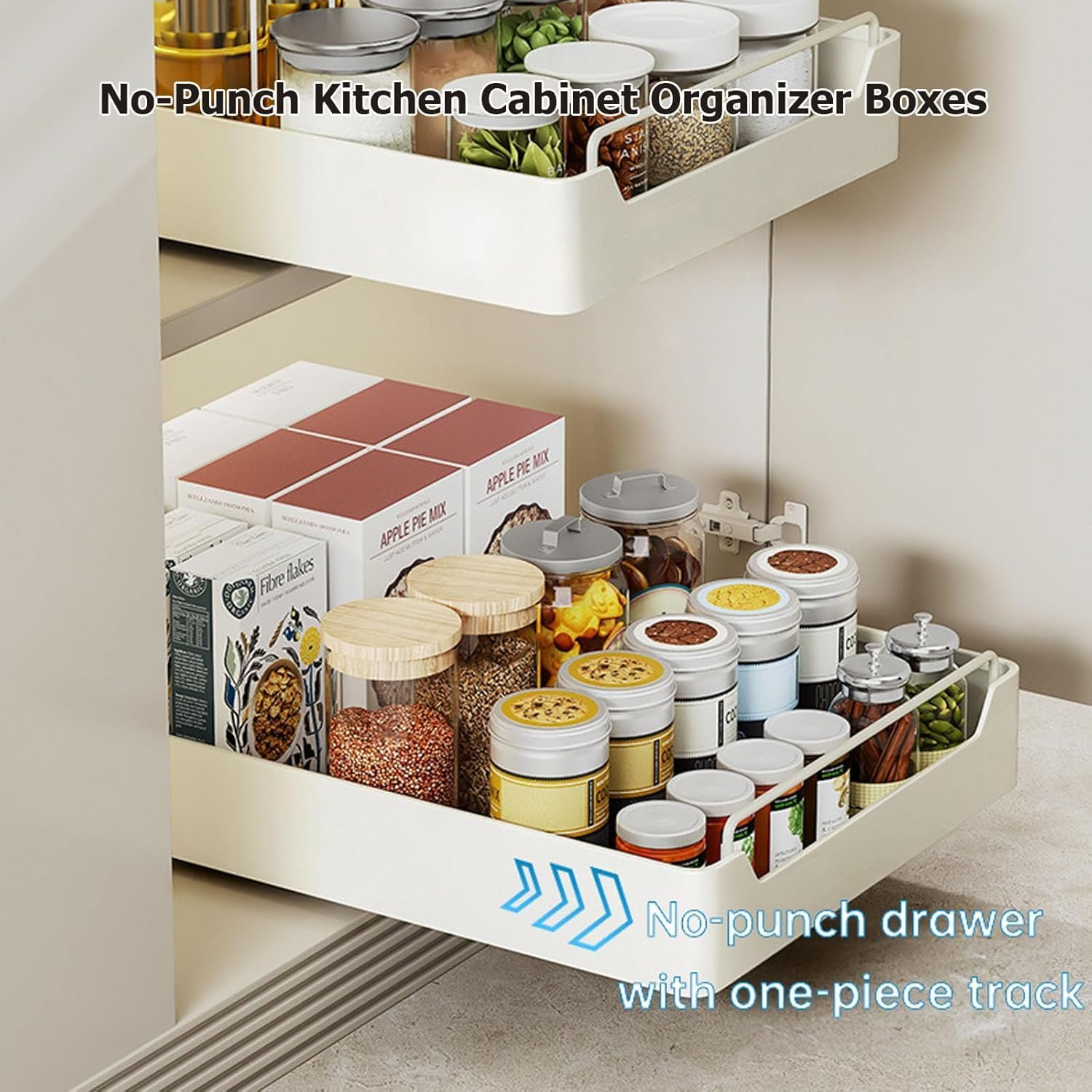 Expandable Pull Out Cabinet Organizer, Pull Out Drawers for Cabinets, Roll Out Shelves Adhesive, Easy to Store and Clean Built-In Drawer Design Storage Holder for Kitchen Storage & Organisation, 1 Pc image number 3