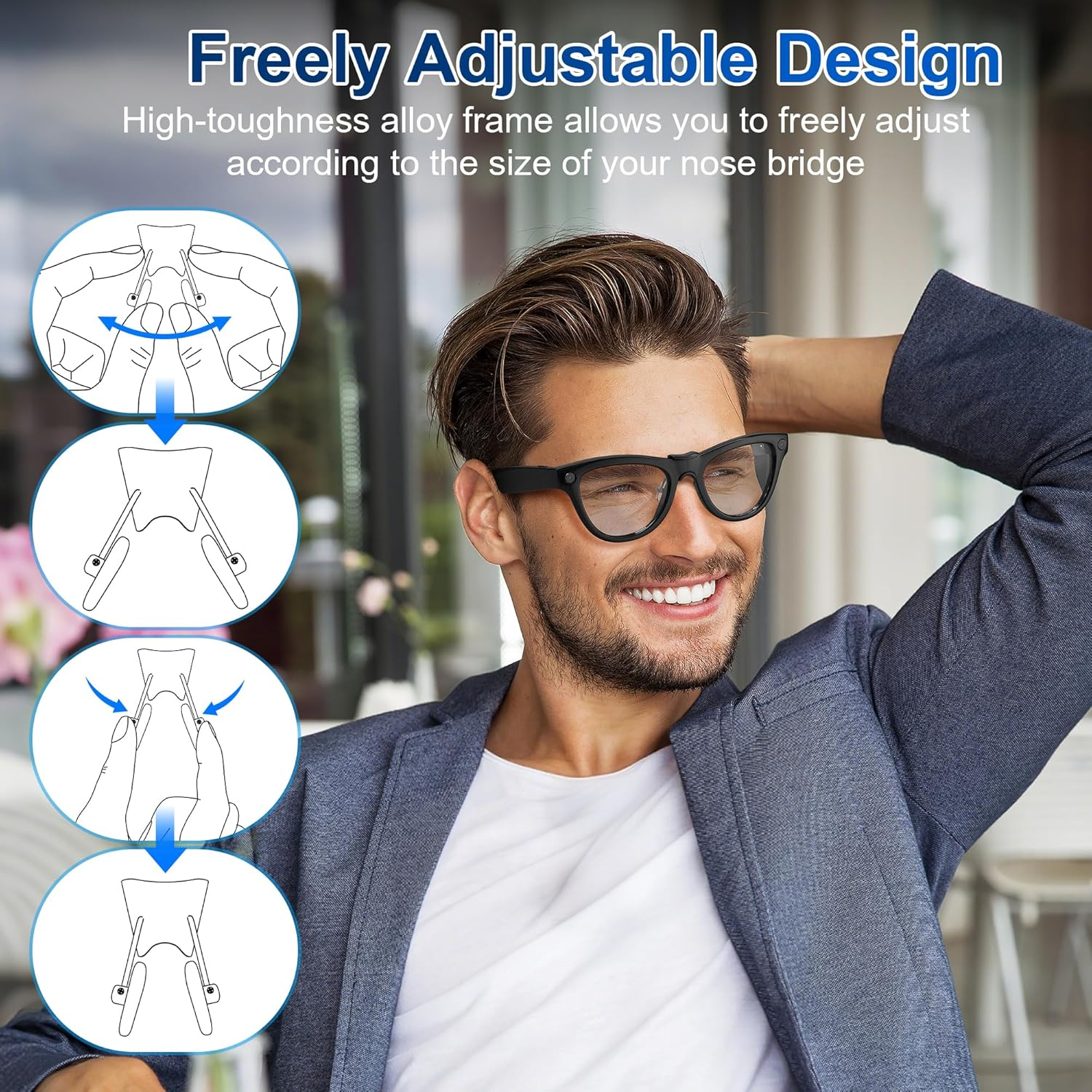 Rcstyle Hibloks Eyeglass Nose Pads for Ray-Ban Meta Wayfarer/Skyler Accessories, Silicone anti Slip Clip-On Glasses Nose Holder for Ray Ban Meta Smart Sunglasses(Split Type) image number 5