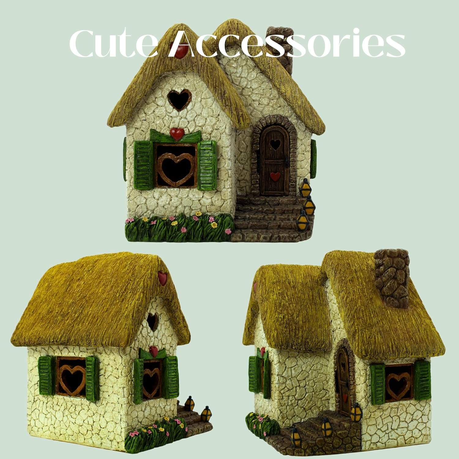 PRETMANNS Fairy House - Large Outdoor Fairy Garden House &ndash; Adorable Hand-Painted Resin Outdoor Accessories for Miniature Garden &ndash; 18 Cm High with Door That Can Open image number 3