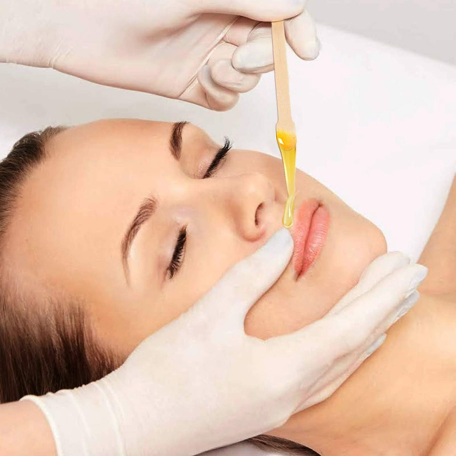 Mibly 200 Pcs Wooden Wax Sticks - Eyebrow, Lip, Nose Small Waxing Applicator Sticks for Hair Removal and Smooth Skin - Spa and Home Usage image number 1