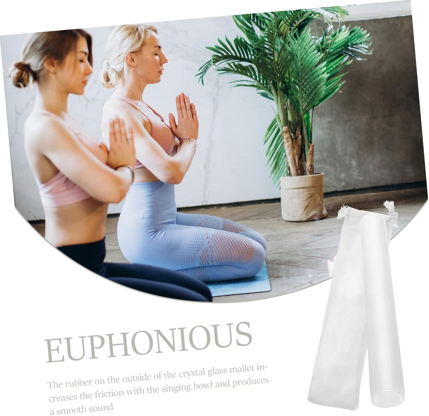 Totority Silicone 2Pcs Crystal Bowl Acrylic Singing Bowl Striker Acrylic Knocking Stick Sound Bar Healing Bowl Mallet Sound Bowl Accessory Singing Bowl Mallets Singing Bowl Parts Component image number 5