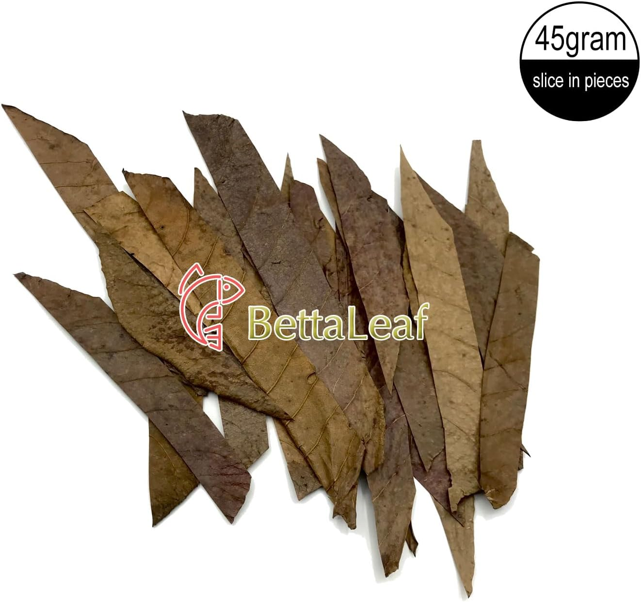 Bettaleaf Comfort Zone Fish Indian Almond Leaves Slice in Pieces Leaf Ready to Use 45 Grams Pack (80~100 Pieces) | Best Gold Brown Quality | Fish Tank for Betta Fish Shrimp Crayfish, for Healthy image number 1