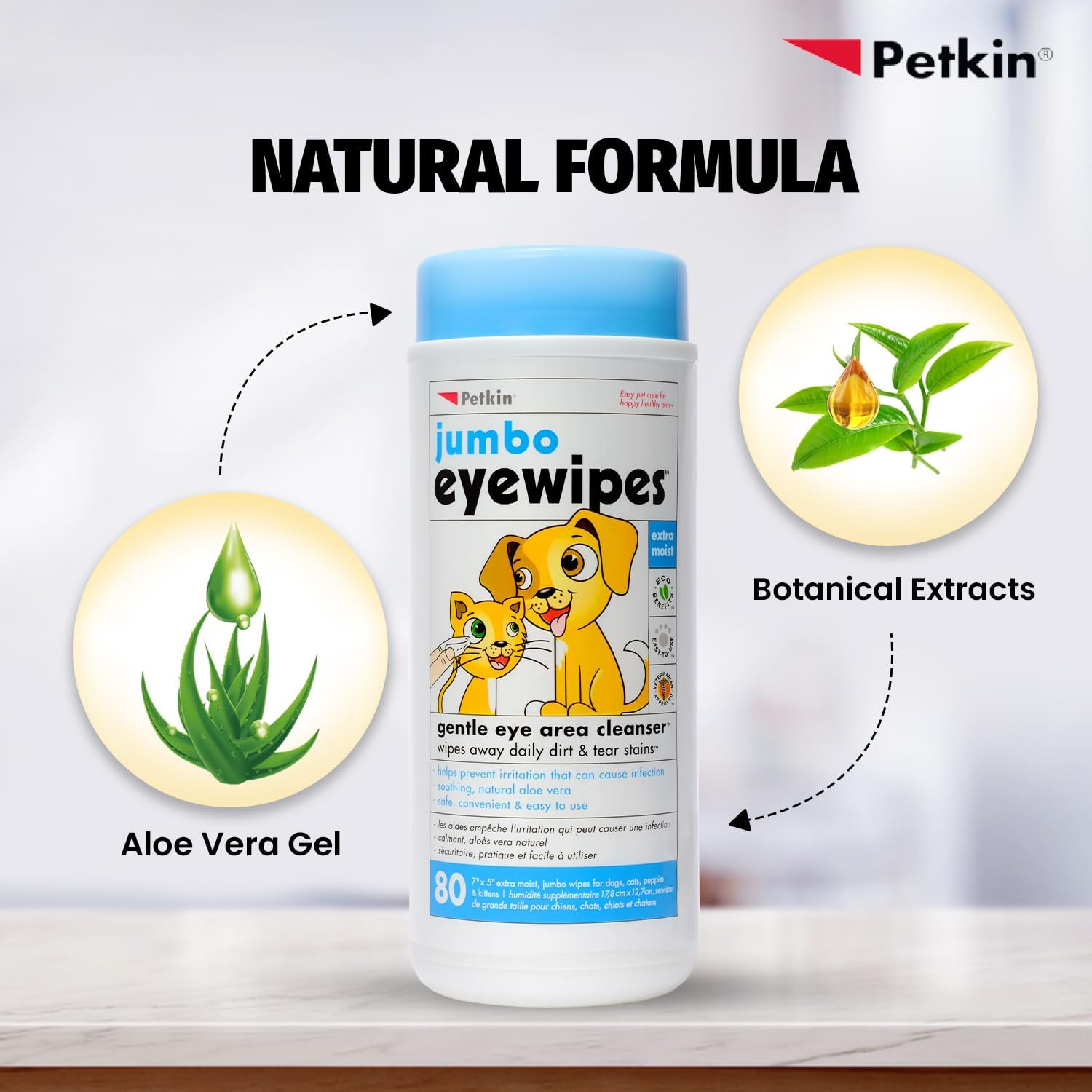 Petkin FBA_537862 Eye Wipes, 80 Pack