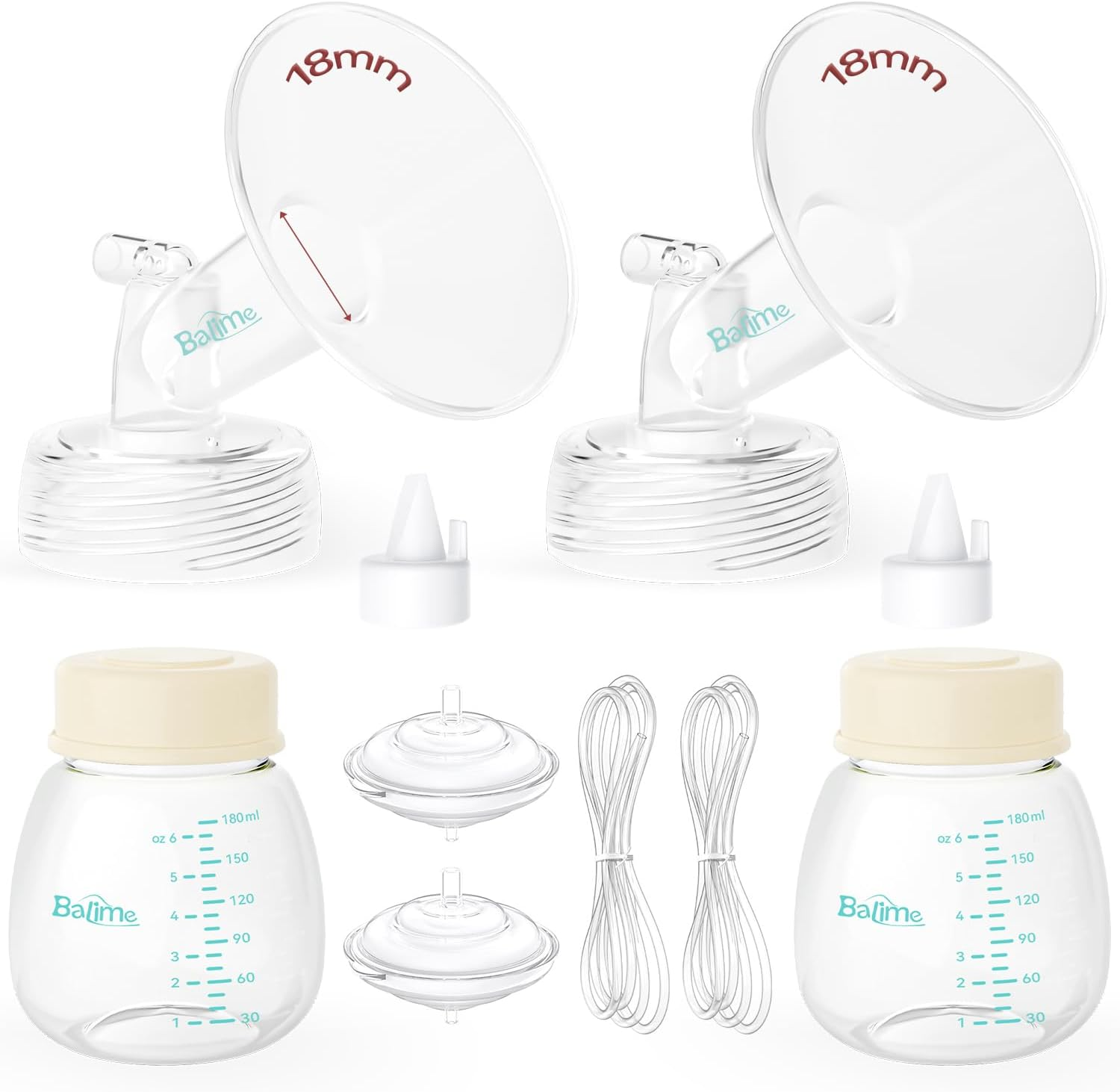 Breast Pump Parts Compatible with Spectra S1/S2/9 Plus, Not Original Accessories, Full Set Replacements Include 18Mm Flanges, Valves, Backflow Protectors (Duckbills Included), Tubings and Bottles image number 1