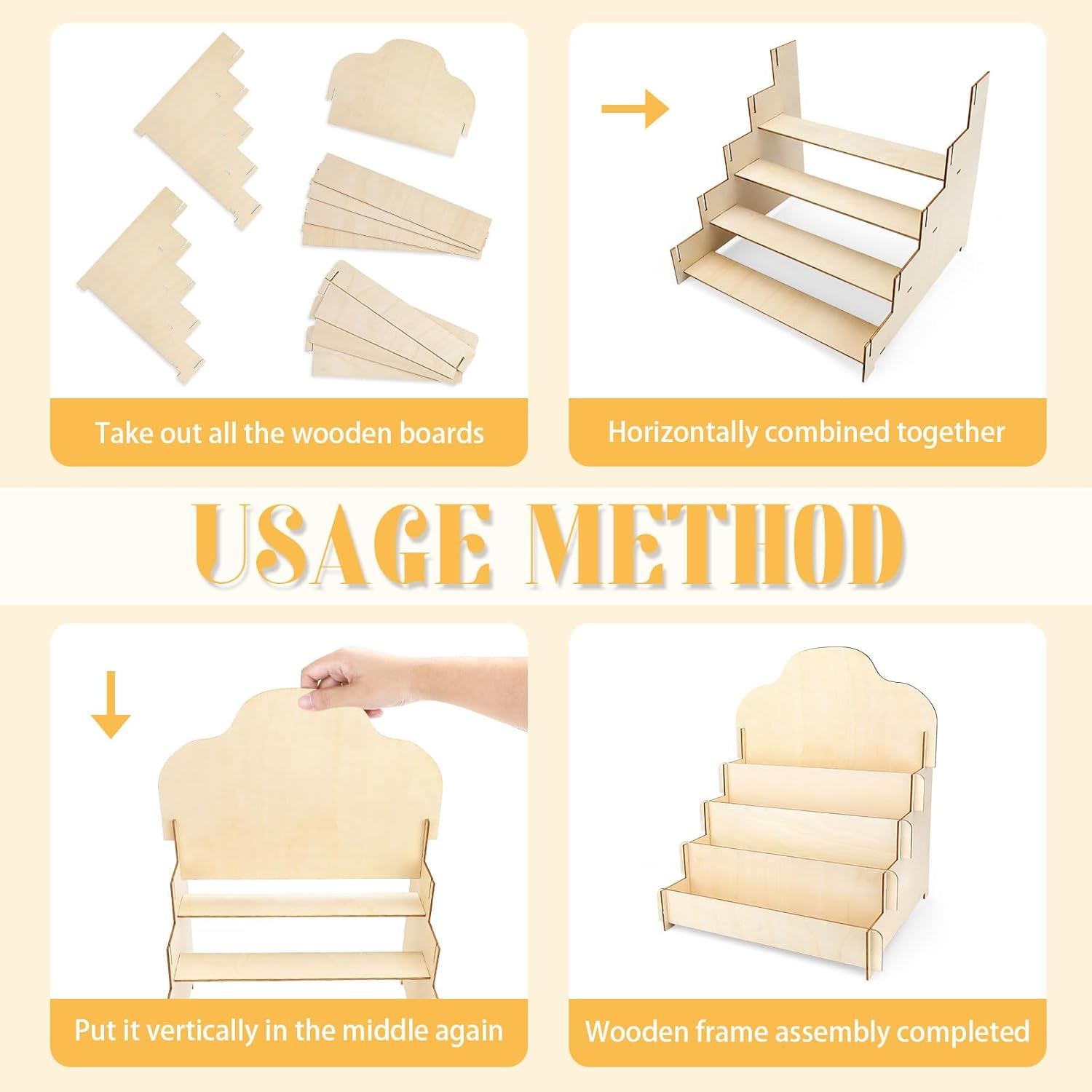 Greeting Card Display Stand 4-Tiered, Postcard Display Stand, Stickers Display Stand for Vendors, Wooden Card Display Rack for Collector, Pictures, Brochure