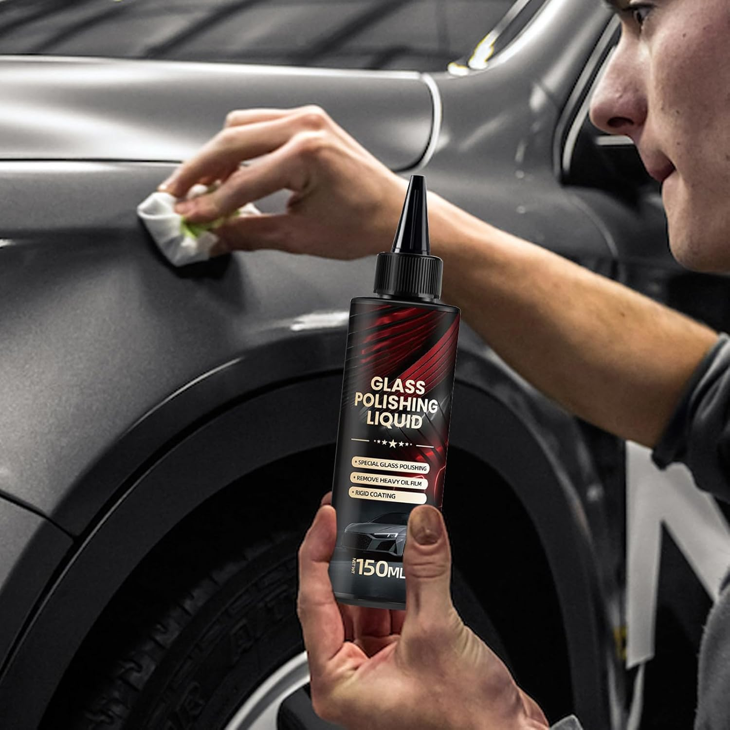 YRTUOP Car Glass Scratch Remover | Glass Polishing Stain Remover with Brush | Gentle Automotive Coating Agent for Vehicle Oil Film Stain Rain Marks Stickers Dirt Bird Droppings image number 4