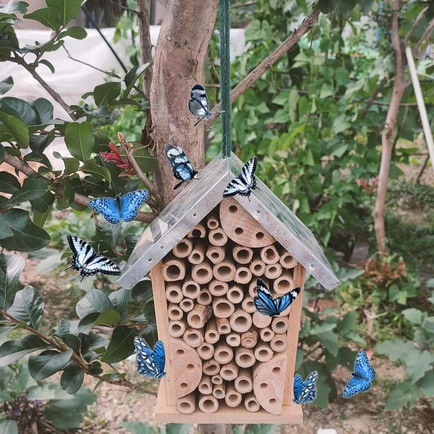Wooden Ladybug Shelter - Nesting Box, Carpenter Bee Haven, Garden Bee Nest, Native Bee House, Decorative Habitat Shelter | Natural Pollinator Shelter Nesting Box for Ladybugs Lacewings, Outdoor Garden image number 5