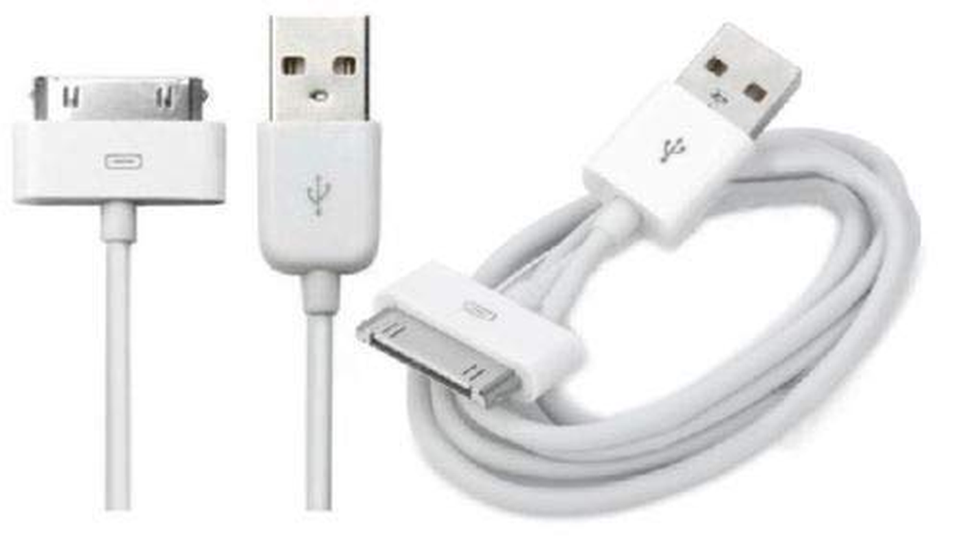 Alykes USB Sync Charging Cable 30-Pin to USB Cord and Charge Dock Cable Compatible with Iphone 4/4S,3/3Gs,Ipod Nano/Tuch （White, 3 Feet