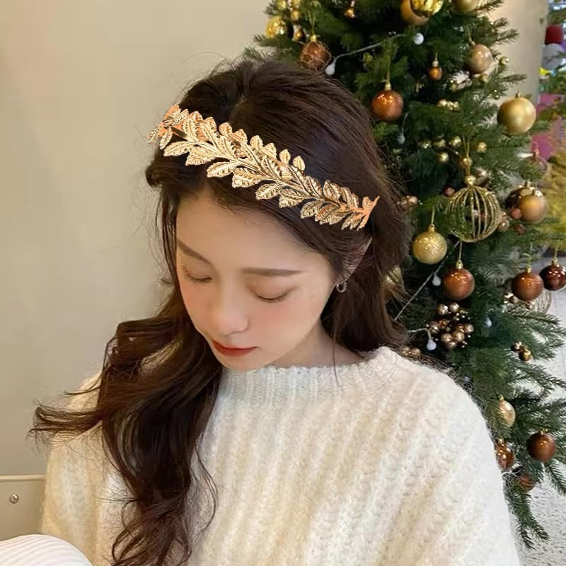 Bridal Headband Leaf Hairband for Women Girls Wedding Headpieces for Bride Bridesmaid Greek Goddess Headbands for Wedding Prom Tiaras for Teen Girls image number 5
