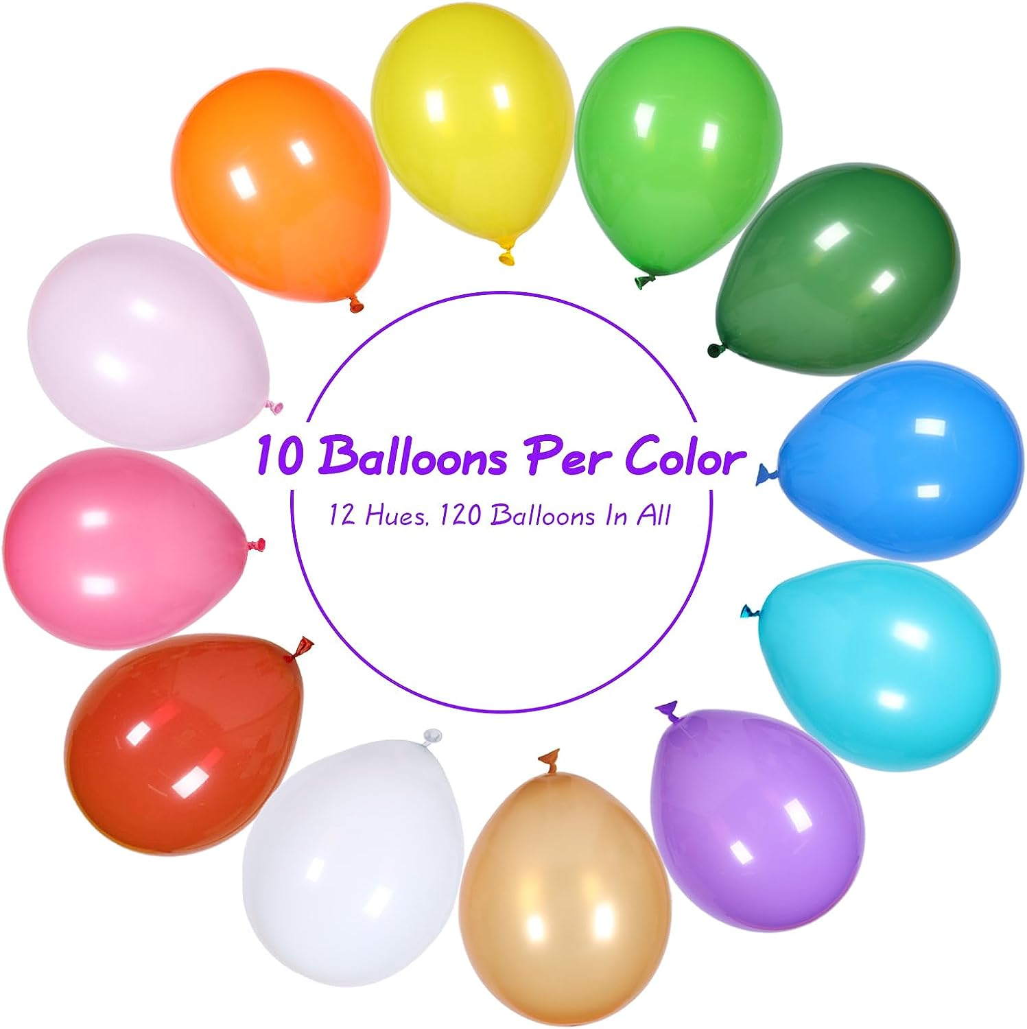 YALLOVE Latex Balloon Assorted Color, Set of 120, 12 Inch for Helium or Air Use, Thickened Balloons for Baby Shower Birthday Grad Party Arch Stand Decorations（120 PCS, 30.5CM） image number 3