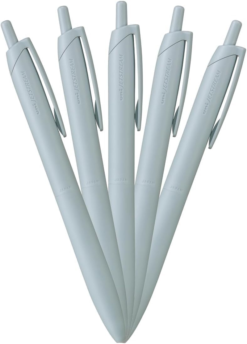 Mitsubishi Pencil HSXNSL075P.1 Permanent Ballpoint Pen Jet Stream Light Touch Ink 5 Pack 0.7 Shell White