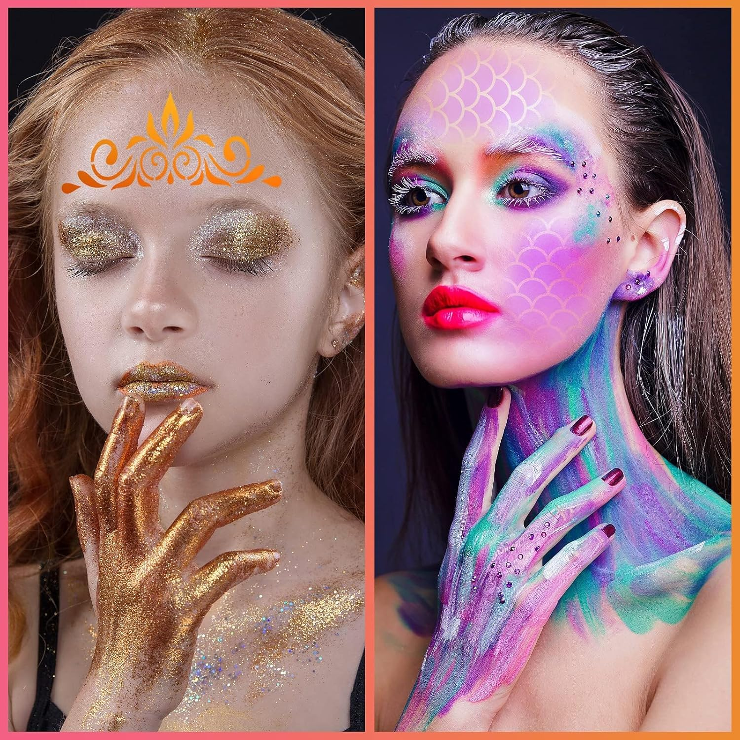 24 Pieces Face Paint Stencils Face Body Painting Tattoo Painting Templatestracing Stencils Holiday Halloween Makeup Body Art Tattoos (Cute Style) image number 3