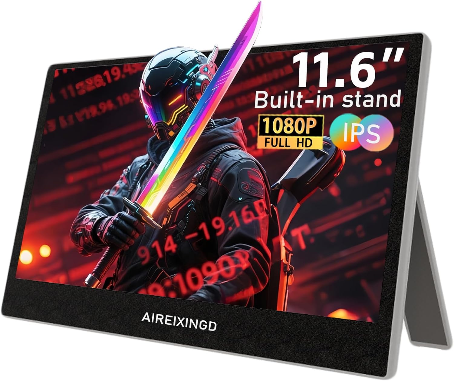 AIREIXINGD Portable Monitor 11.6" Freestanding Design 1920X1080 FHD IPS LCD Panel Portable Monitor USB Type-C/Hdmi Interface Compatible with Ps4/Ps5/Xbox/Switch/Pc/Mac image number 2