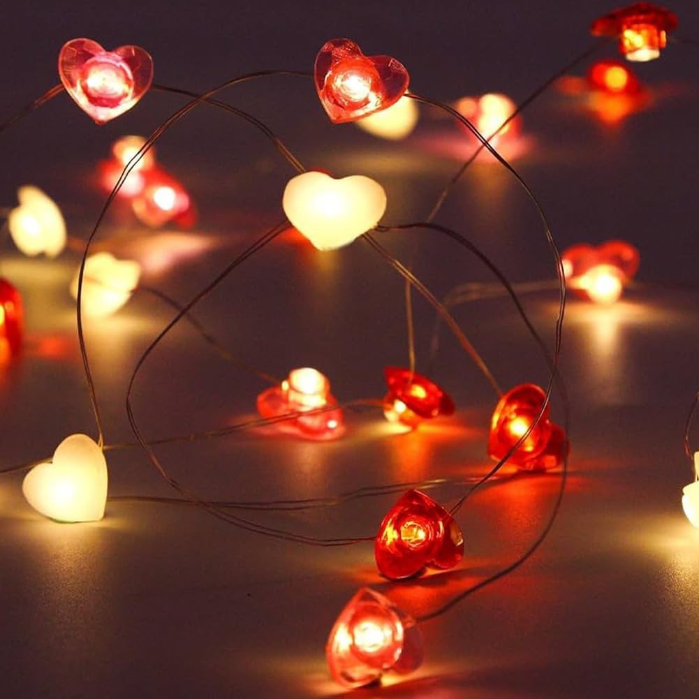 Homiliky 3 Colors Love Heart String Lights - 2M 20 Leds Battery Powered for Valentine'S Day, Wedding, Mother'S Day, Anniversary Indoor Decorative [Energy Class A] image number 5