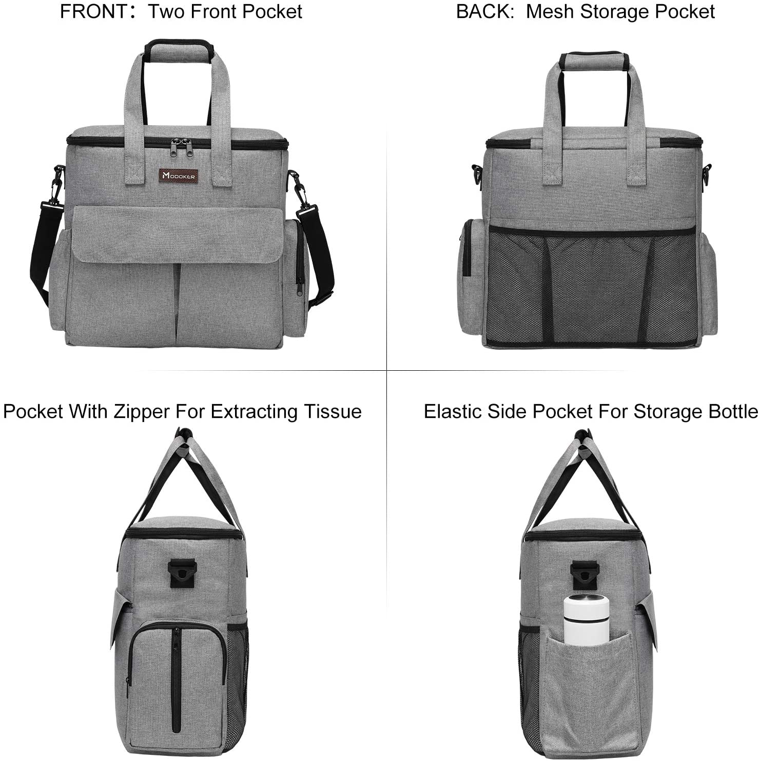 Modoker Dog Travel Bag, Weekend Pet Travel Set for Dog and Cat, Airline Approved Tote Organizer with Multi-Function Pockets (Grey) image number 5