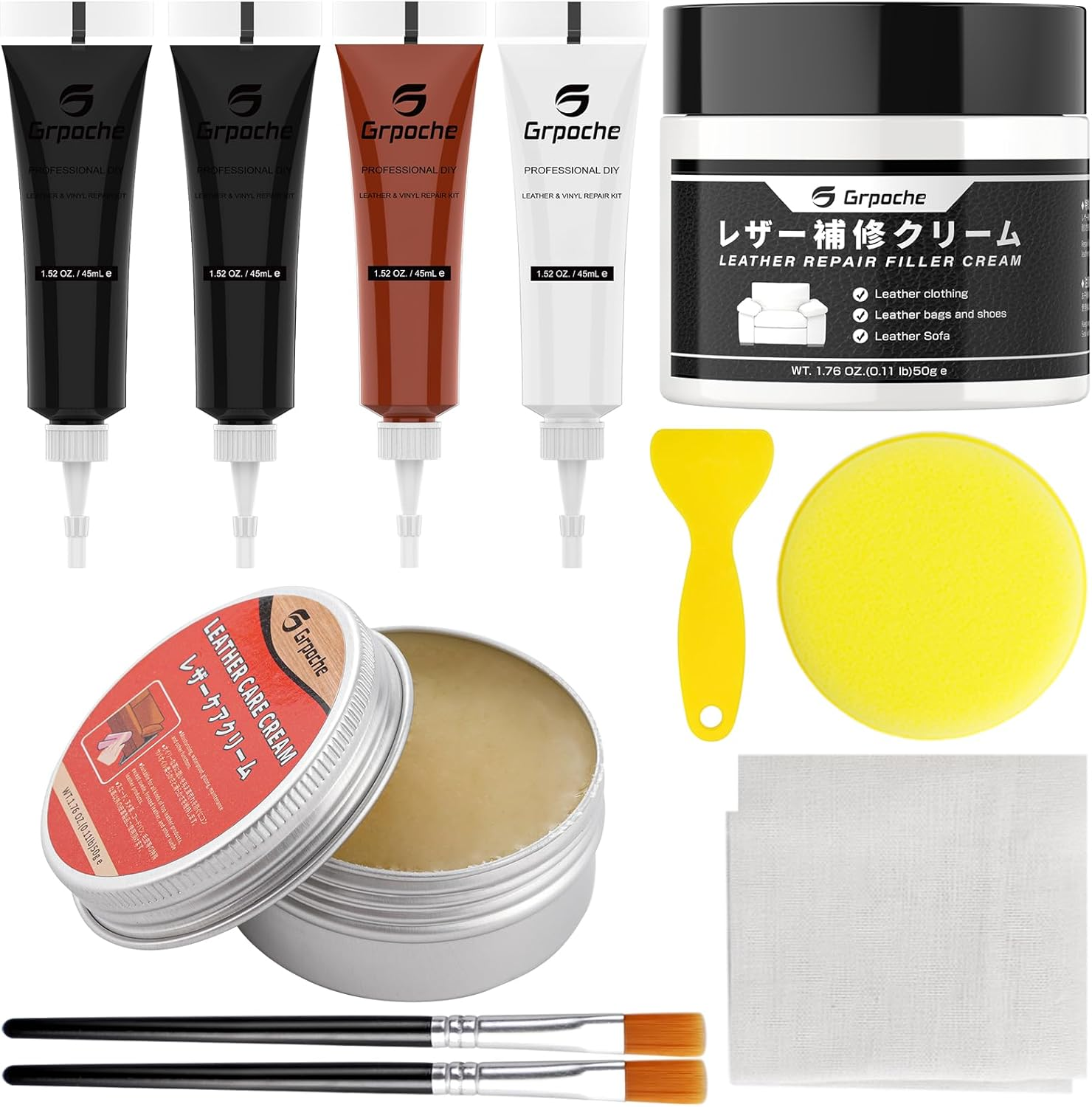 Leather Repair Kit, Leather Repair Cream and Repair Filler, Tools, Conditioner for Furniture and Car Interior, Leather Couch Scratch Repair, Leather Dye Paint for Cracked and Damaged Leather image number 1