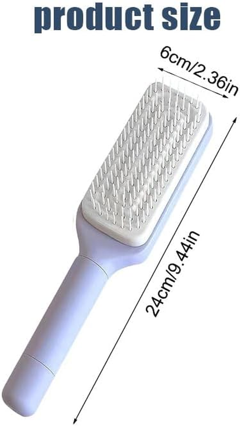 WADY Self Cleaning Hair Brush with Retractable Bristles,Tangle-Free & Anti-Static Hairbrush for All Hair Types, Frizz-Free Women'S Brush, Easy to Clean (Purple) - Purple image number 6