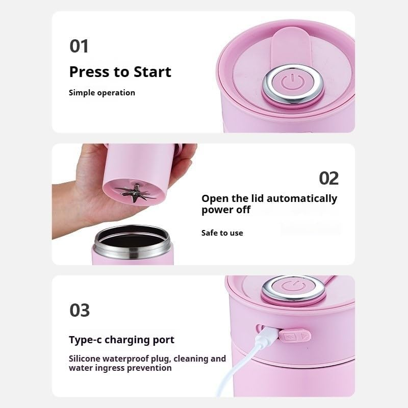 Portable Blender for Shakes & Smoothies with 500Ml Travel Cup, Stainless Steel Juicer Cup with Usb Charging - Thermal Insulation, Easy to Clean, Includes 1 Brush & Straw, for Outdoors Travel (Green) image number 4