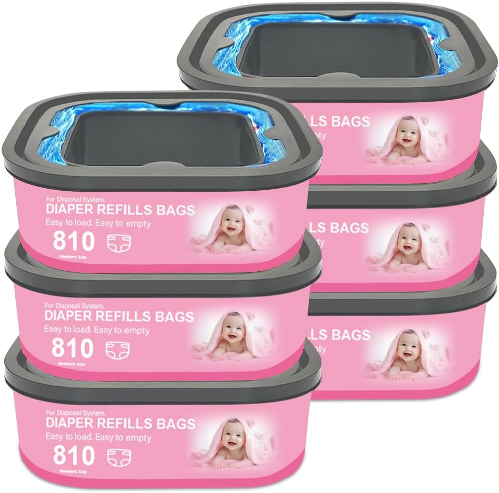 Jumbo Square Refills Disposal Bags Refill Compatible with Genie Diaper Compact, Select and Classic Pails, Hold up to 810 Newborn-Sized Diapers per Refill, 6 Pack image number 2