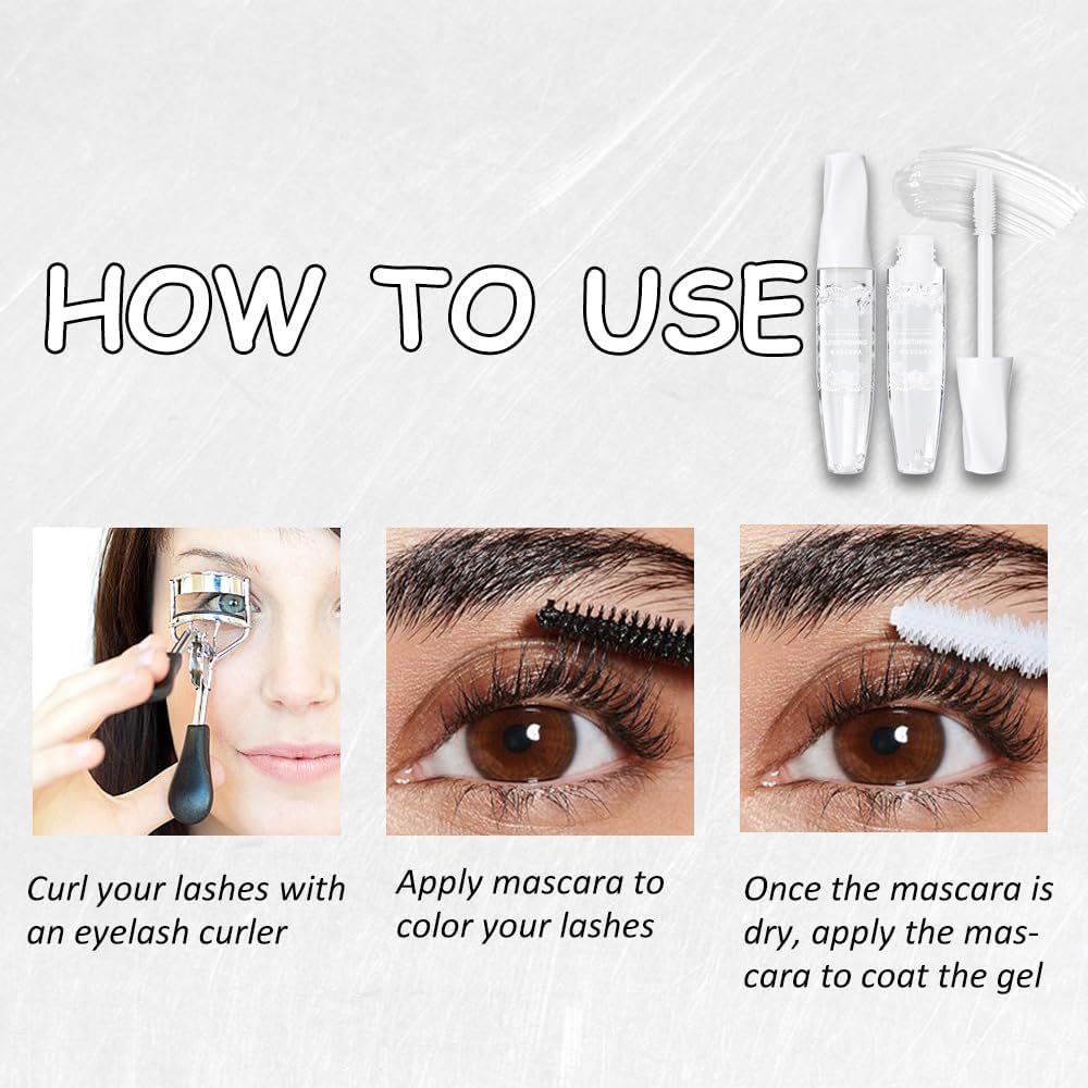 Wimode Clear Mascara Primer for Eyelashes and Eyebrows,Clear Mascara for Eyelashes Volume Waterproof Top Coat Gel Lash Primer Lasting Tear-Proof,Non-Clumping,Non-Flaking image number 2