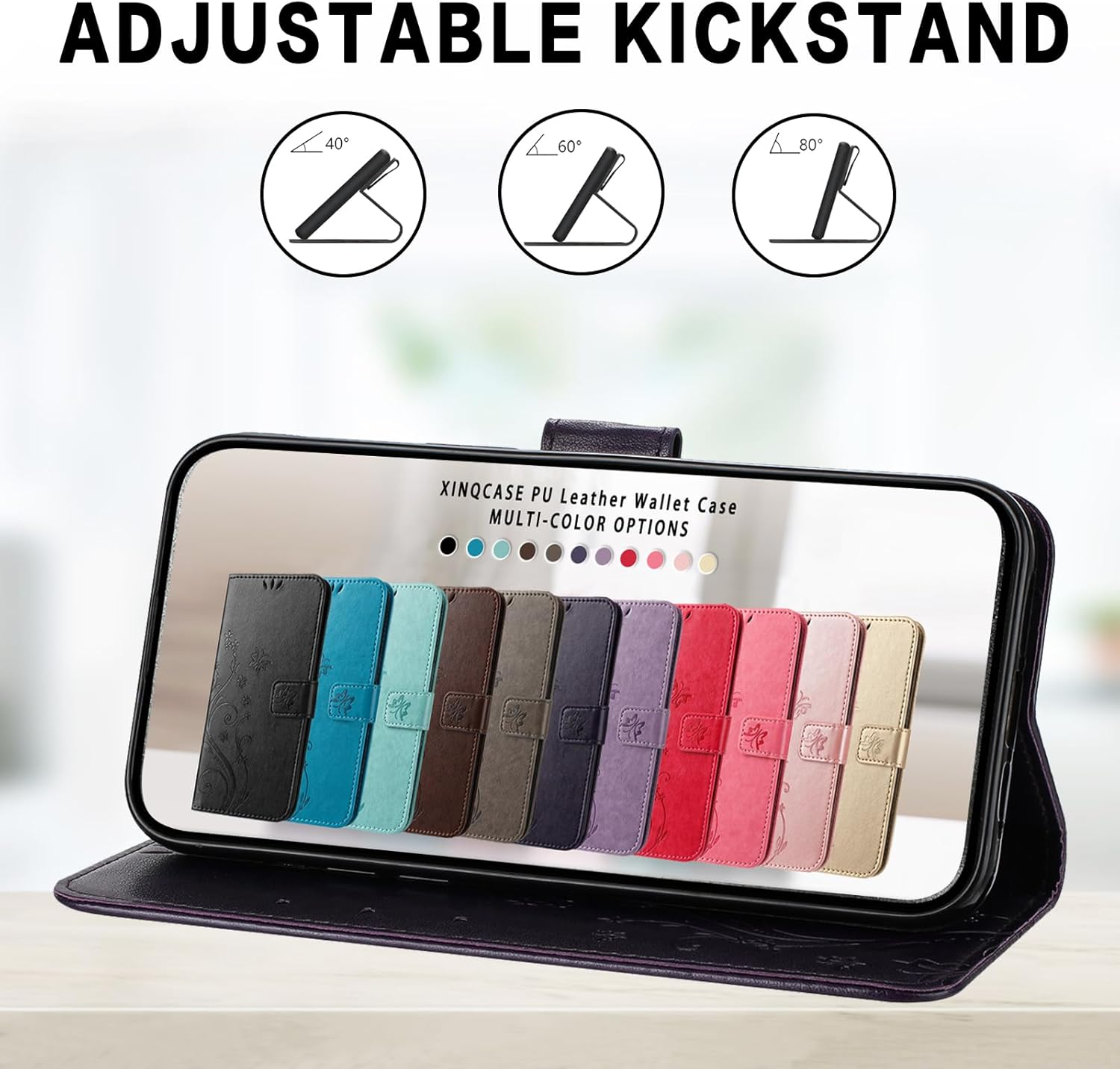 XINQCASE Mobile Phone Case for Oppo Find X3 Neo 5G Case, PU Leather Embossing Flip Case with Card Slot, Flip Case Protective Cover for Oppo Find X3 Neo 5G, Purple image number 6