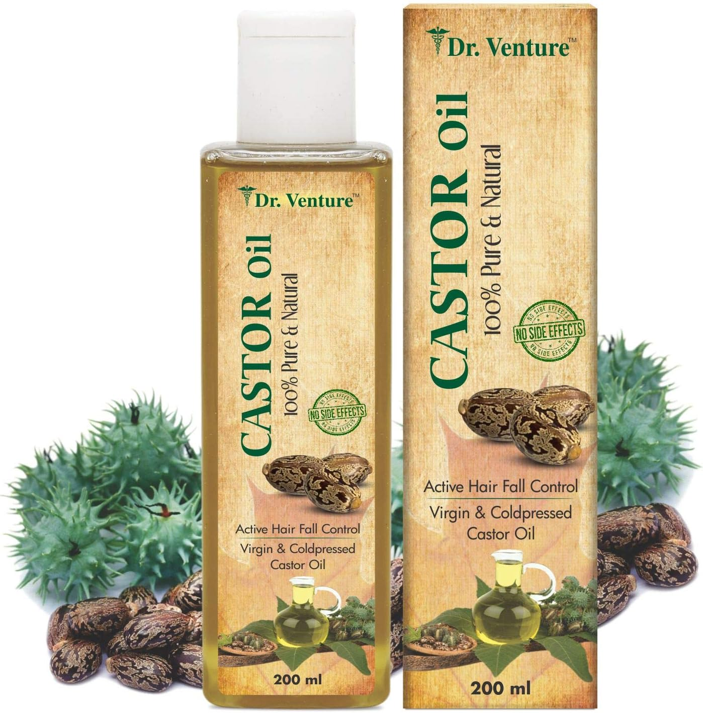 Dr. Venture Pure & Natural Premium Cold Pressed Castor Oil, 200 Ml Pack of 1
