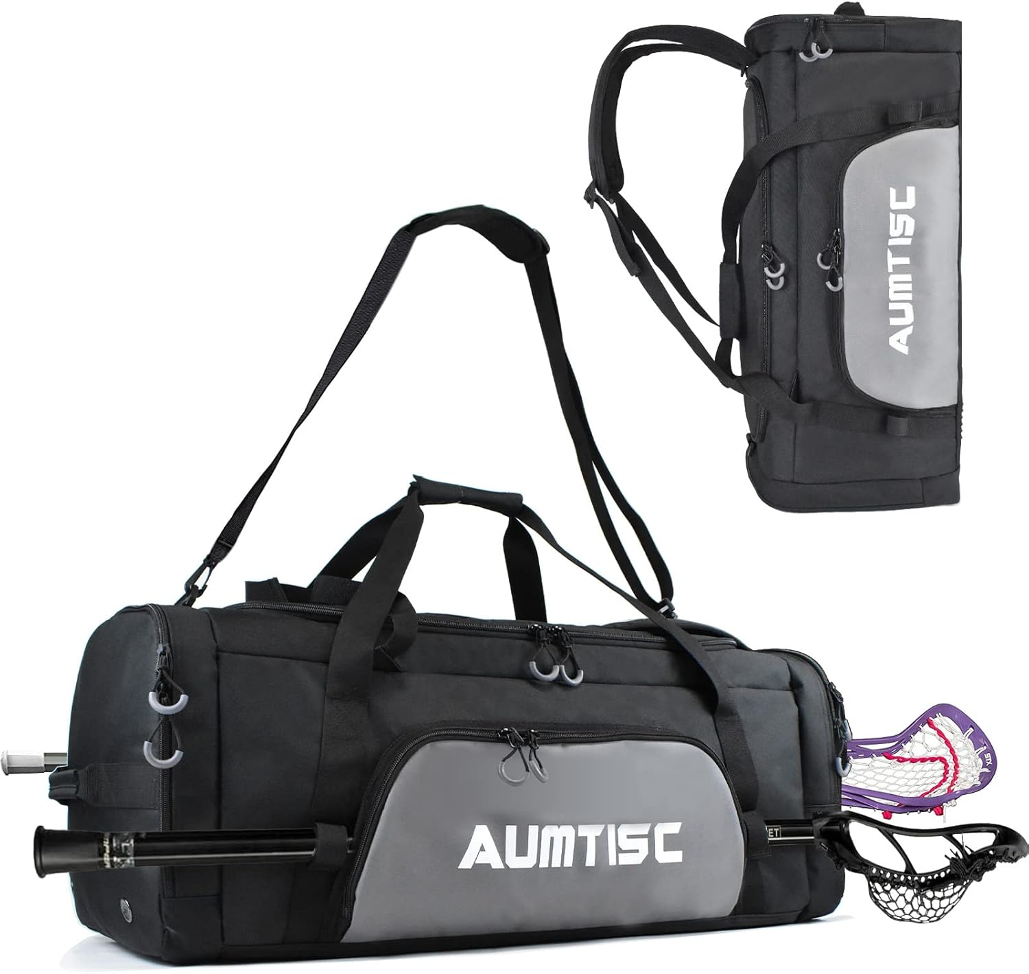 AUMTISC Lacrosse Bag Backpack 65L / 75L, 2 Stick Holders, Separate Cleats Compartment, Adjustable Shoulder Straps, Large Capacity to Holds All Lacrosse Equipment image number 5