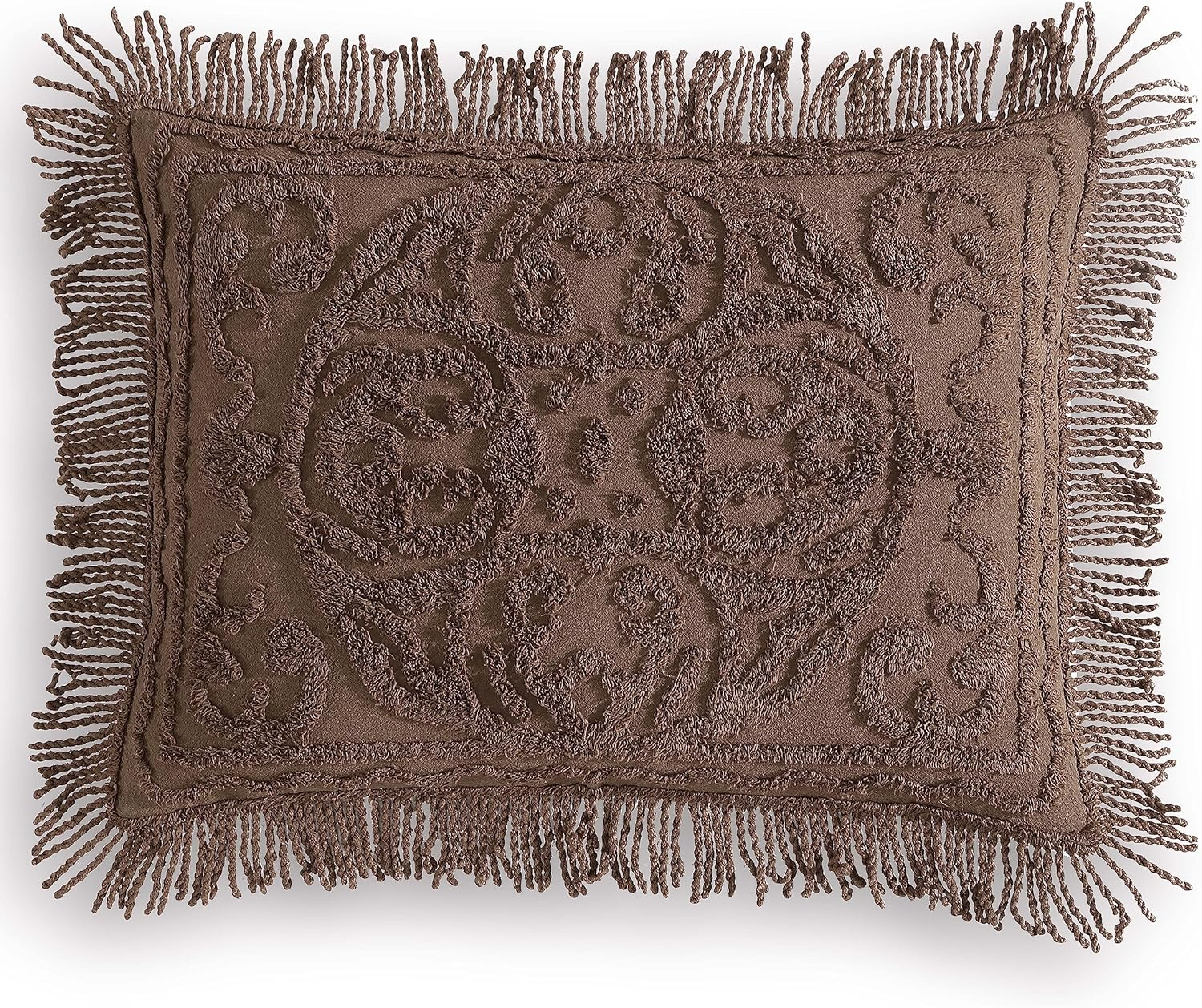 Beatrice Home Fashions Medallion Chenille Bedspread, King, Chocolate