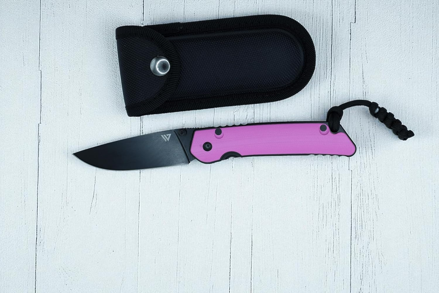 Wilora Tarn Pink Edition D2 Folding Knife &ndash; Limited Edition EDC Pocket Knife with G10 Handle, Paracord Lanyard, Liner Lock & Sheath &ndash; Everyday Carry Knife image number 3