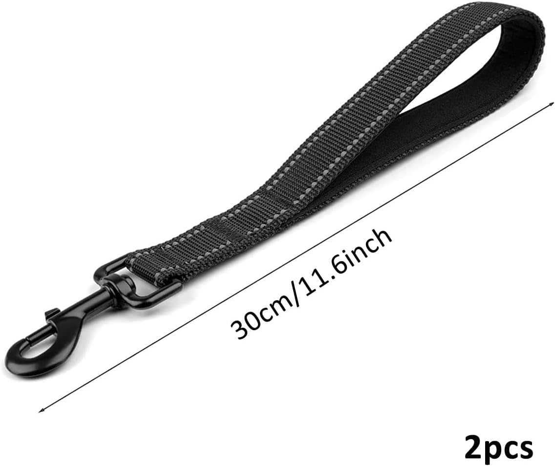 Pack of 2 Short Dog Leads, 30 Cm Recall Lead, 360&deg; Rotatable Nylon Recall Lead for Training Lead, for Small, Large and Medium Dogs, Black image number 3