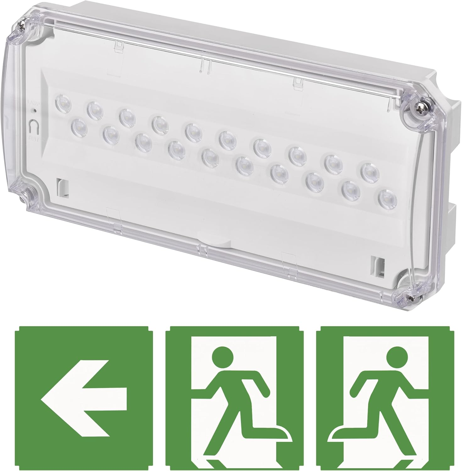 EMOS - LED Security Light Nessi 3W with Battery - Anti-Panic Lighting with Manual and Auto-Test Button - 3 Hours Emergency Mode - Surface-Mounted - Cool White Light - Also for Wet Rooms - White image number 5