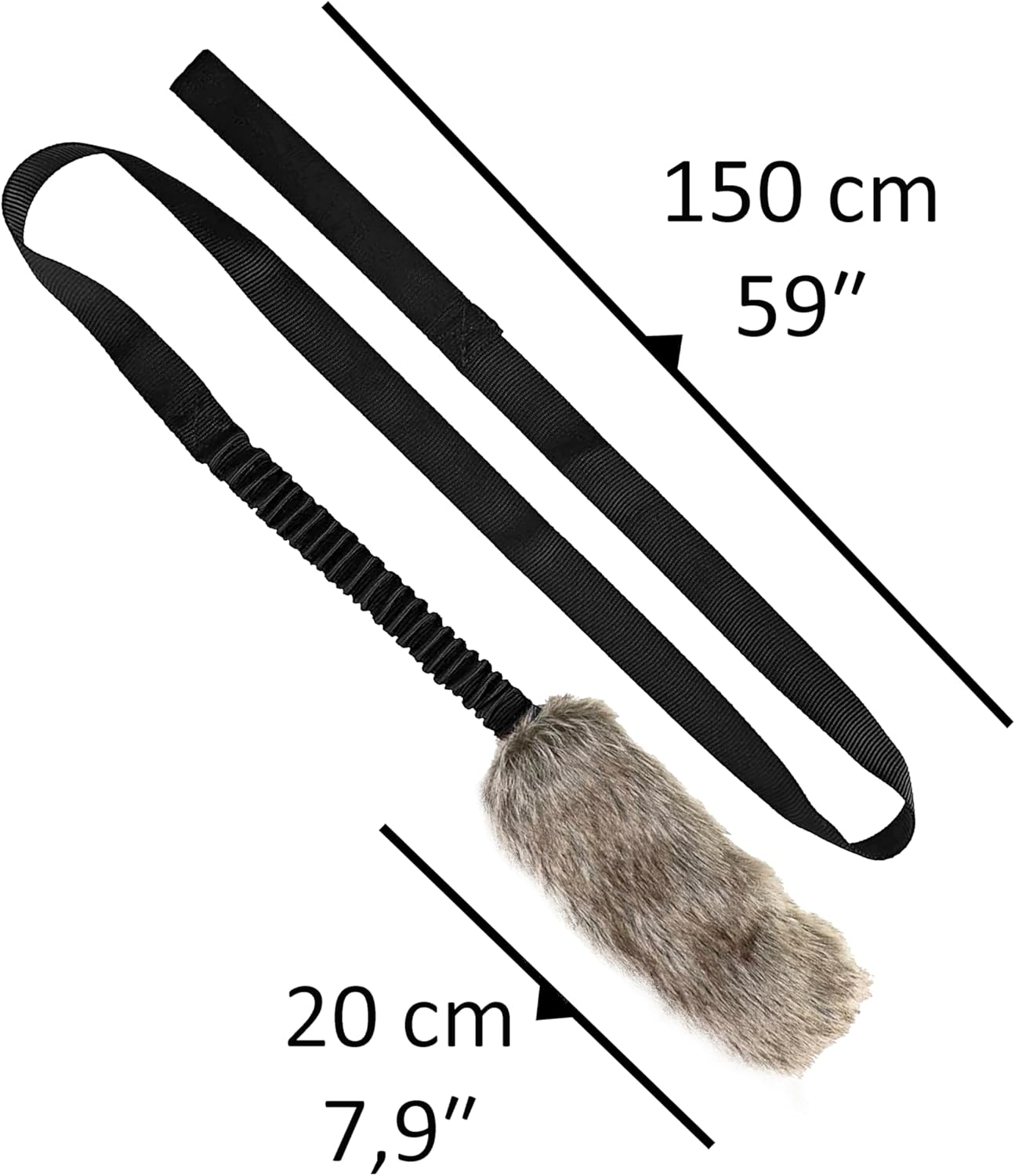 Dingo Fleece Dog Toy Artificial Fur Racer Squeaky Teaser Dog Wand 150 Cm Long Bungee Handle for Agility, Dog Training, Reward, Retrieve, Chasing, Play Black (15585) image number 2