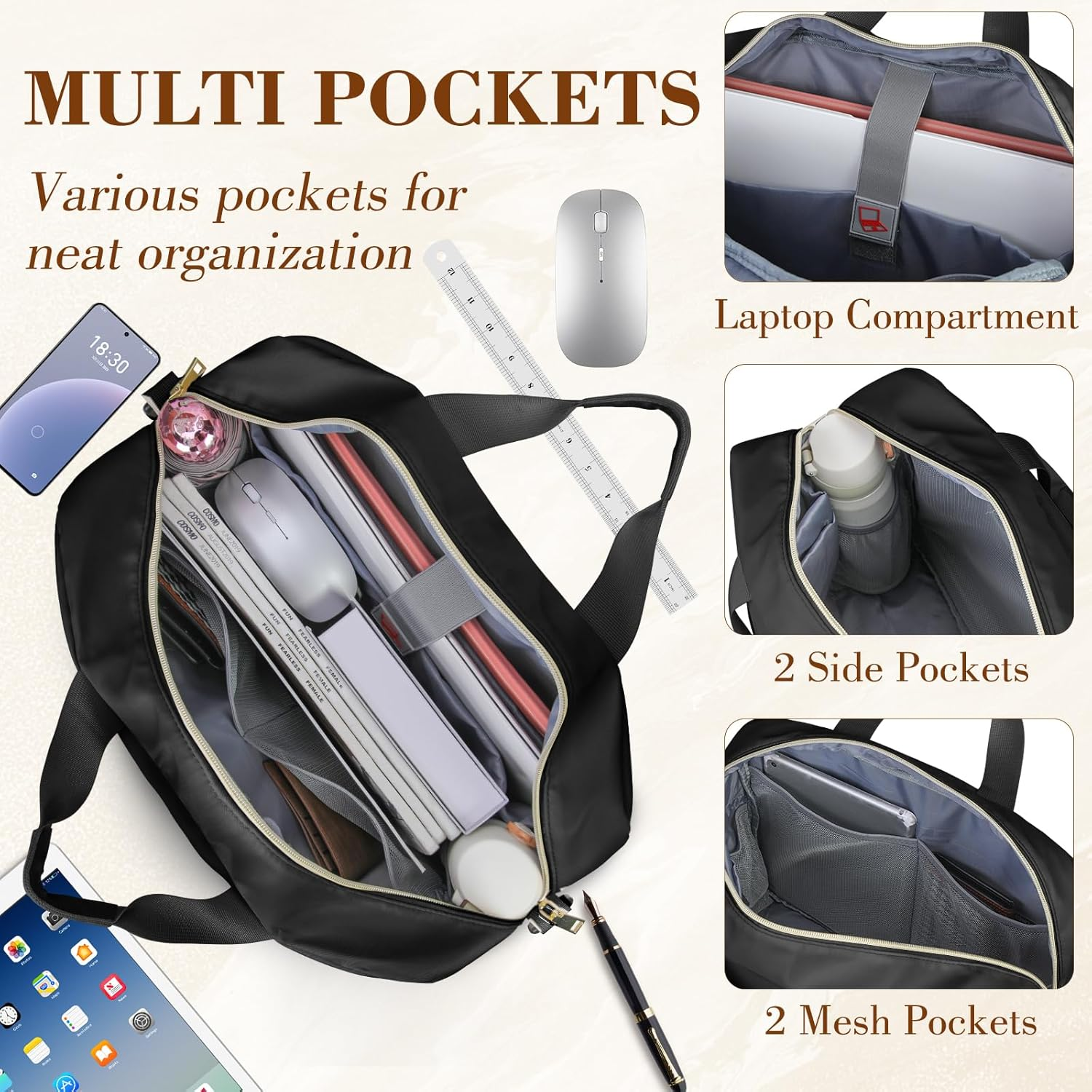 Laptop Bag for Women Laptop Briefcase Large Capacity Computer Shoulder Bag image number 5