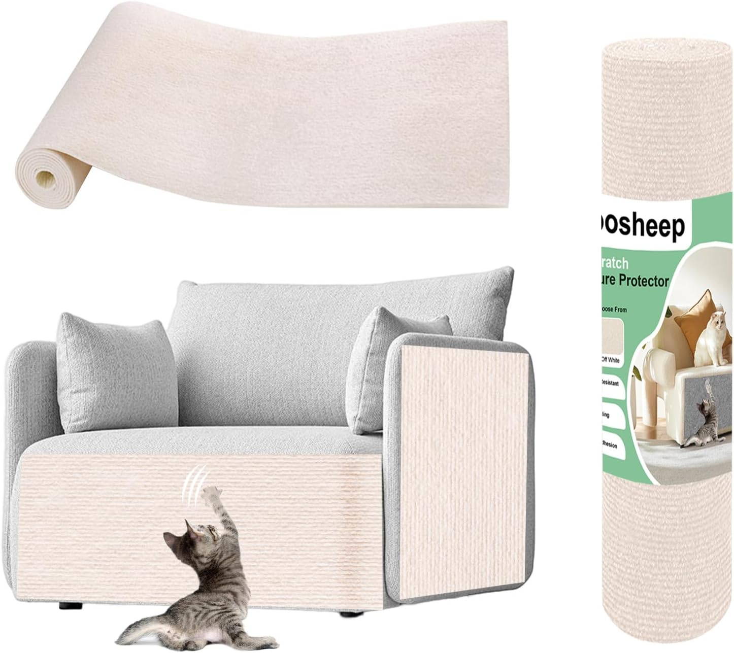 Furniture Pet Protectors Sofa Protector for Cats Couch Corner Protectors for Cat Scratch Furniture Protector Corner Beige 15.8"&times;23.6" image number 3