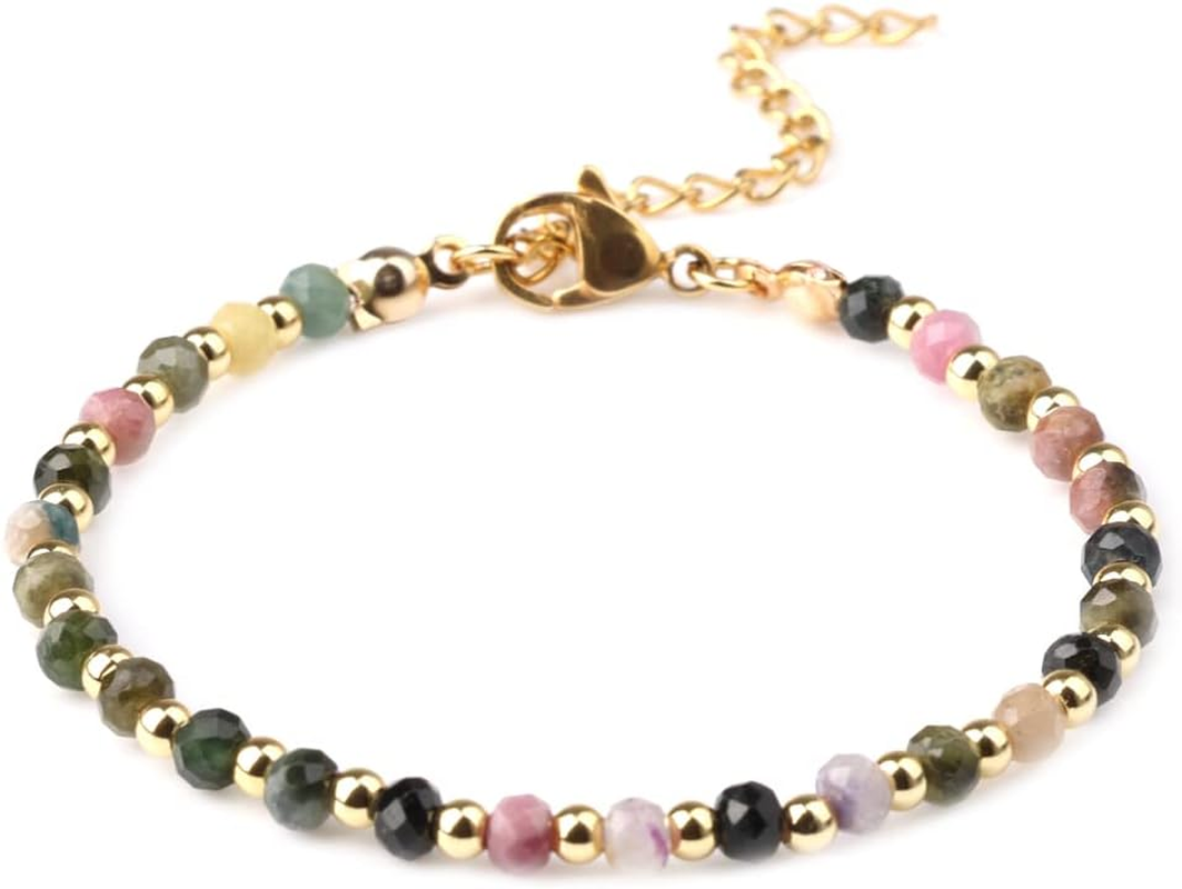 Authentic Crystal Bracelet Gemstone Bracelet Anxiety Relief Stress Relief Bead Bracelet Crystals Bracelets for Women Spiritual Positive Gift for Women - 4. 18Cm Small To Medium - Onyx  Blue Moon Stone Crystal 6Mm image number 6