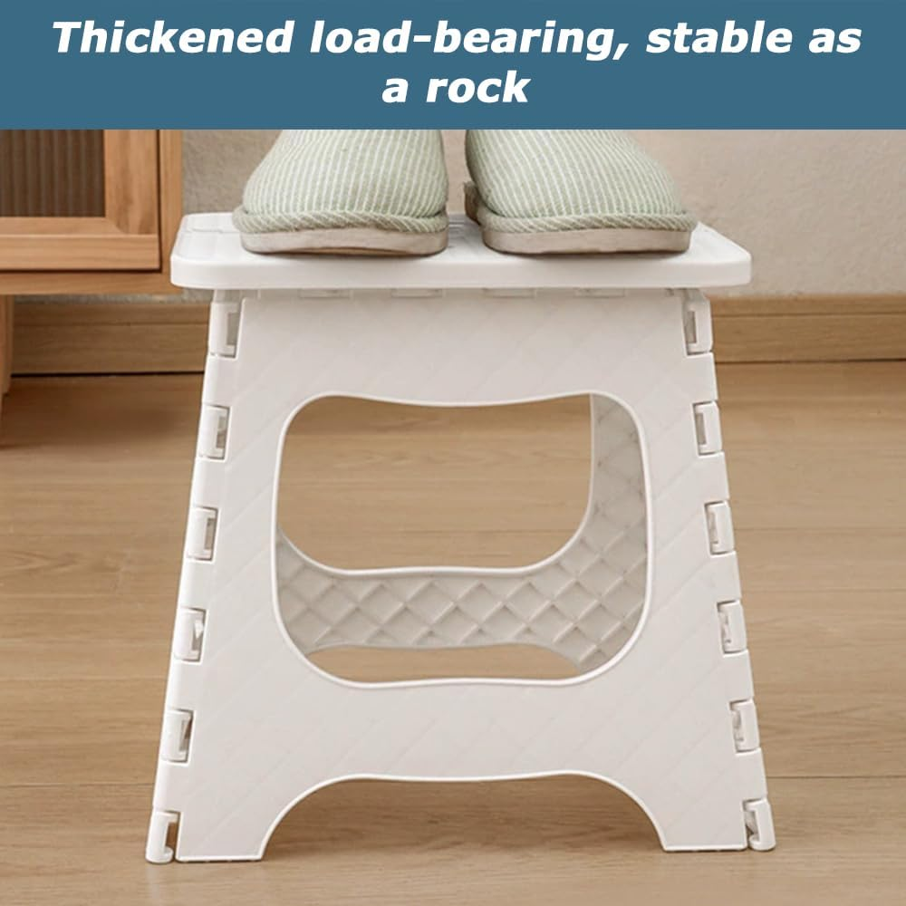 Portable White Folding Stool, Compact, Lightweight Foldable Stool, Durable Minimalist Design Chair, for Outdoor Picnics, Home, Office & Travel ﻿