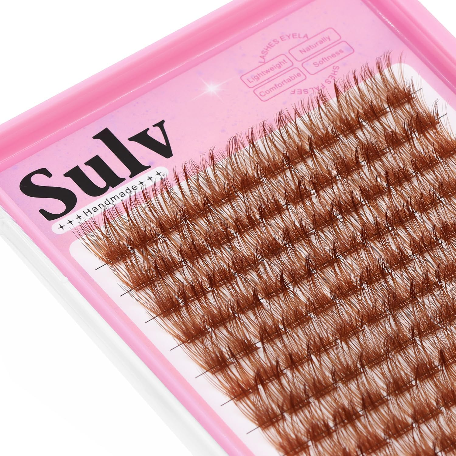 SULV Light Brown False Eyelashes Clusters 144Pcs D Curl 8-20Mm Mixed Eyelash Clusters Eyelash Extensions Soft Comfortable Material Dramatic Eye Lash (C#Zz-Light Brown-12-14-16Mm Mixed) image number 3