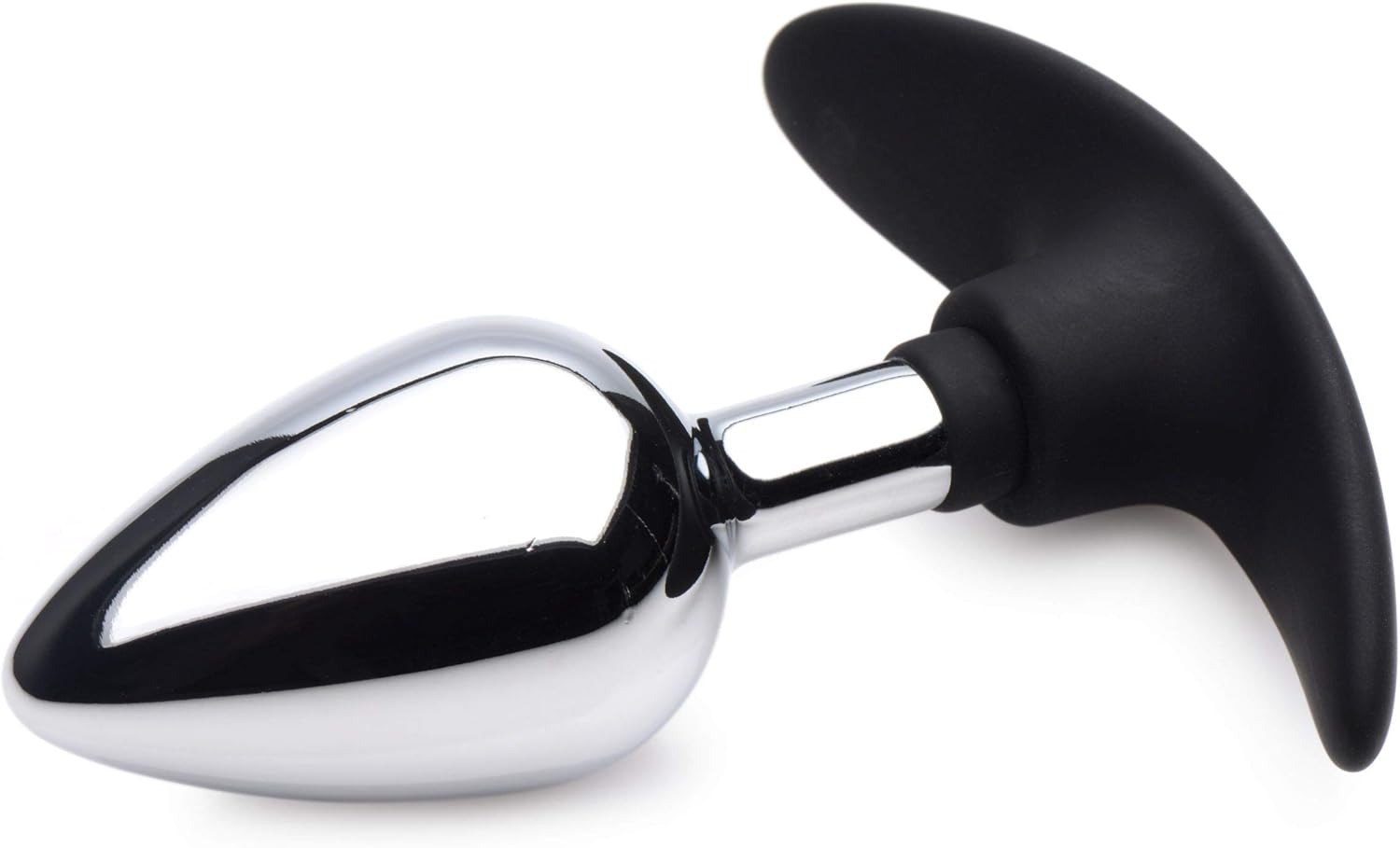 Master Series Dark Invader Metal and Silicone Anal Plug, Medium, Black/Silver image number 3