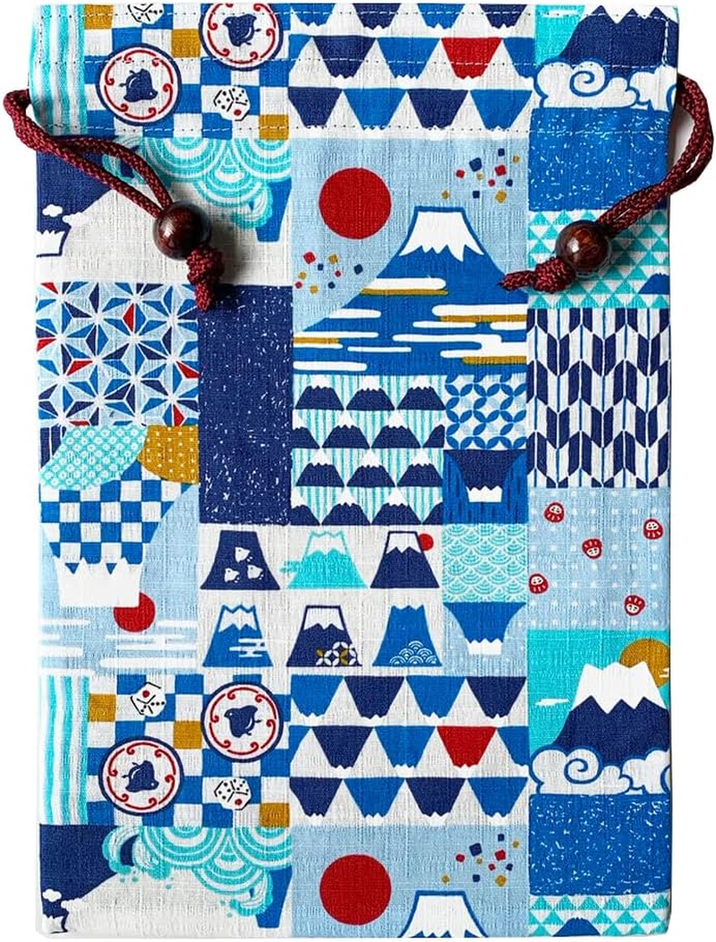 Keisui Goshuin Book Holder, Drawstring Bag, Cotton, 10.4 X 7.1 Inches (26.5 X 18 Cm), Classical Old Fabric, Goshuin Book, Japanese Pattern, Mt. Fuji image number 2
