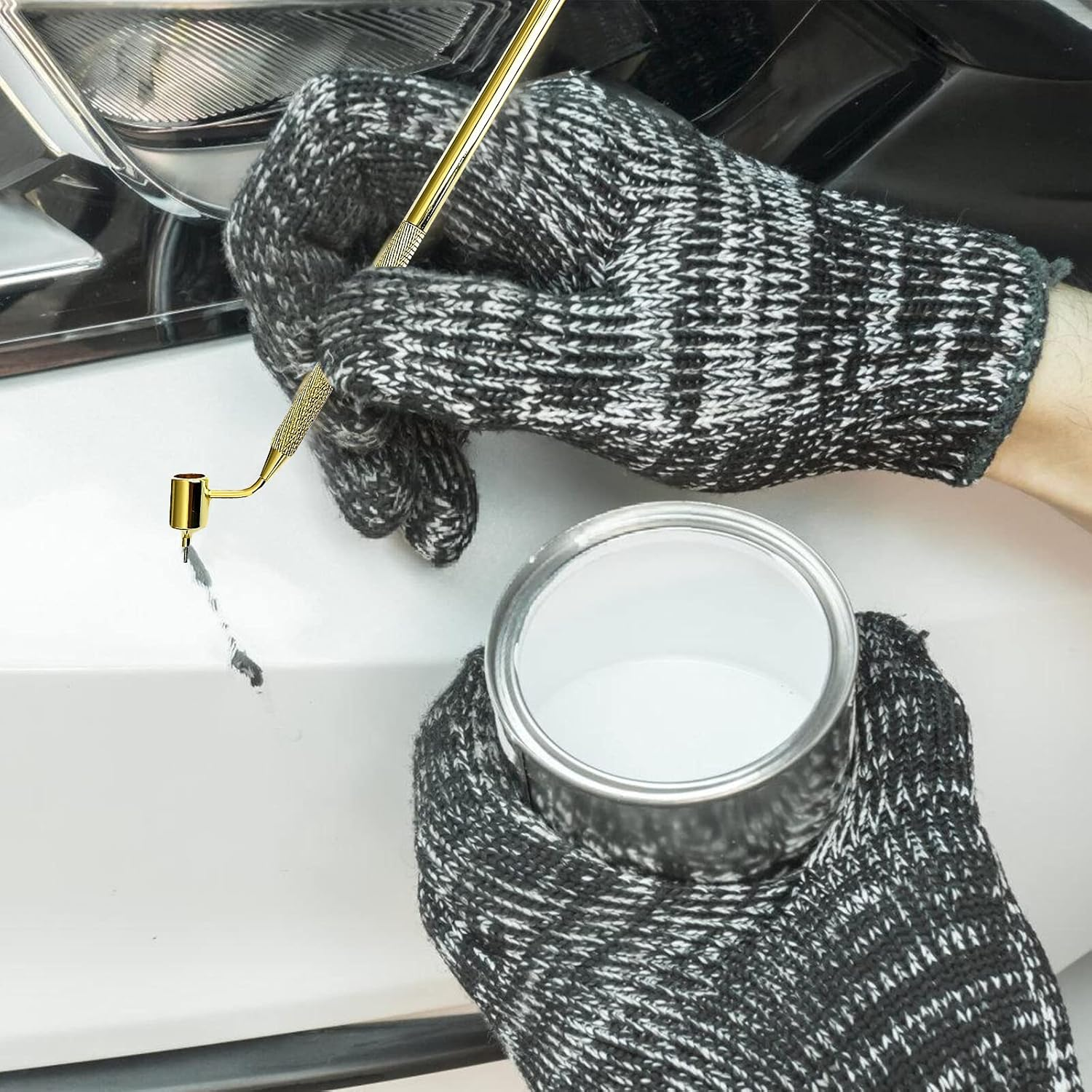 Fluid Writer Pen: 2 Pieces 0.5 + 0.7 Mm Fine Line Paint Pen Paint Pen Fluid Writer Pen Angled Calligraphy Pens Paint Repair Stone Chip Scratch Pen for Scratches Rock Stains Car Paint Repair image number 2