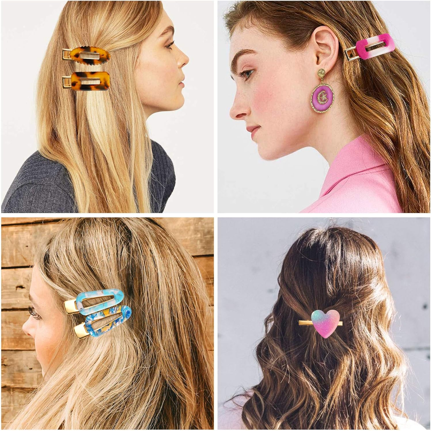 Lotfancy Epoxy Resin Mold for Hair Clips, with 16 Pcs Gold Metal Hairpins, Small Flower and Heart Shape Silicone Molds for DIY Jewelry Making