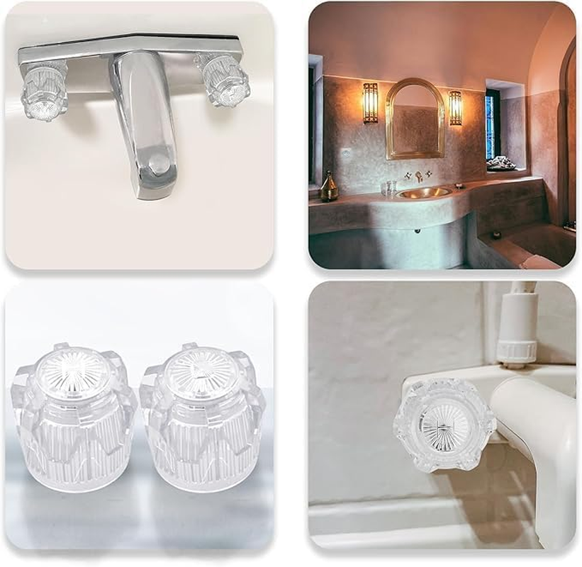 Clear Acrylic Shower Handles, 2Pcs Hot and Cold Bathtub Knobs Shower Faucet Handle,Clear Acrylic Bathtub Faucet Knobs,Acrylic Bath Tub Knob Faucet Handles for Shower and Tub image number 1