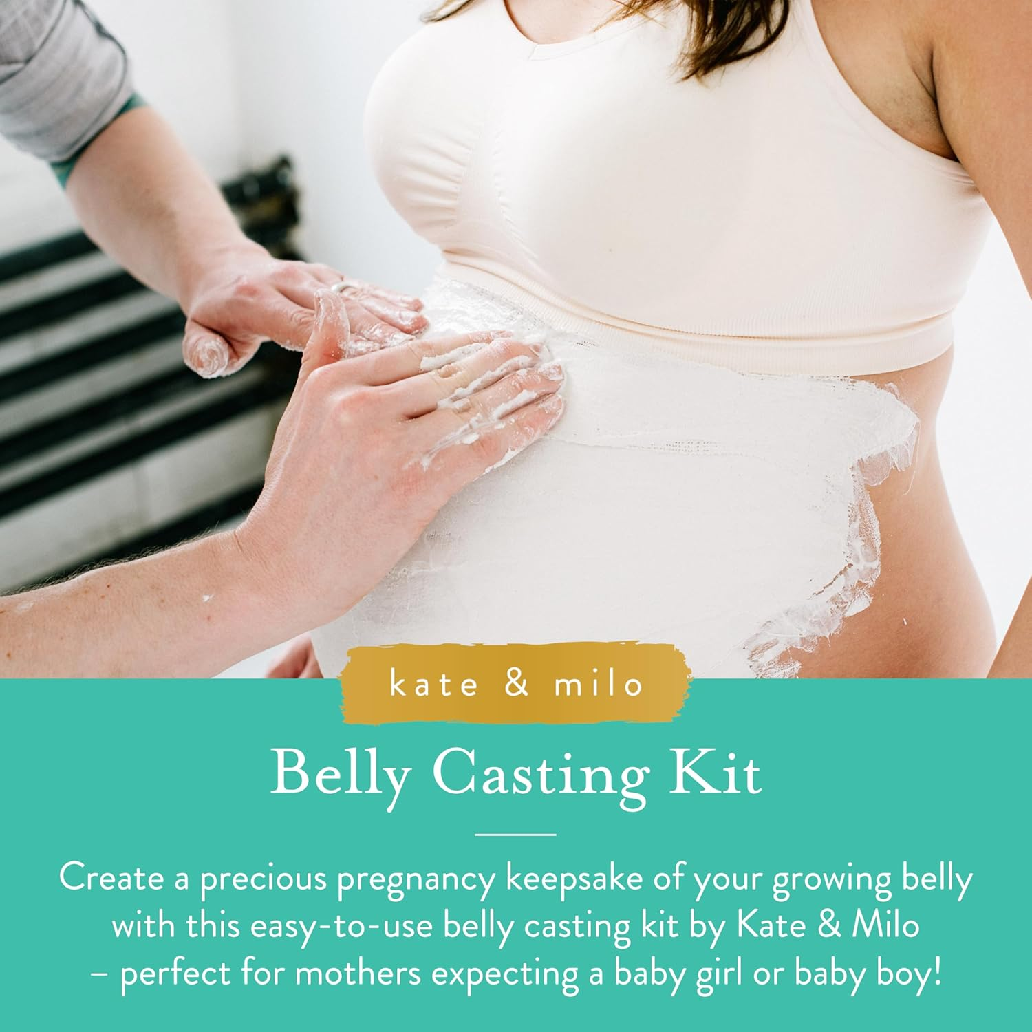 Kate & Milo Belly Casting Kit, Pregnancy Keepsake Making Kit, Easy to Make DIY Plaster Cast Baby Bump Keepsake, Expecting Moms image number 6