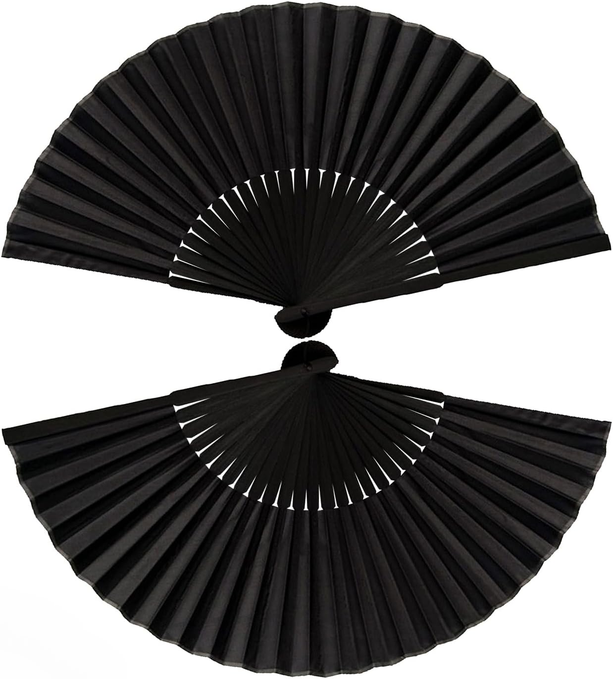 2 Pcs Hand Fan Folding,Chinese Bamboo+Silk Fabric Handheld Fan,Black Vintage Folding Hand Fan for Women/Men,For Dancing Performance,Cosplay,Wedding,Festival Party,Home Decorations, Birthday Gifts image number 3