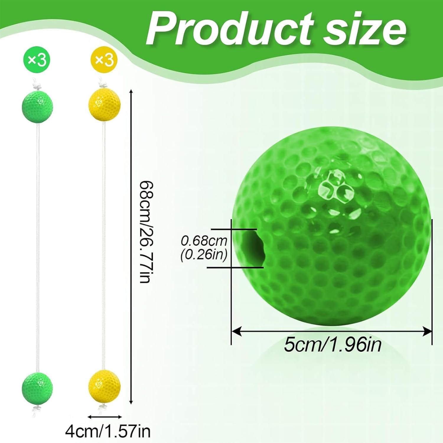 6 Pairs Golf Balls, Outdoor Ladder Golf Balls, 40 Mm Hard Golf Training Balls, Bolas Toss Toss Game, Ladder Toss Balls, for Group Activities, Children'S Activities, Family Interaction Games - Green + image number 1