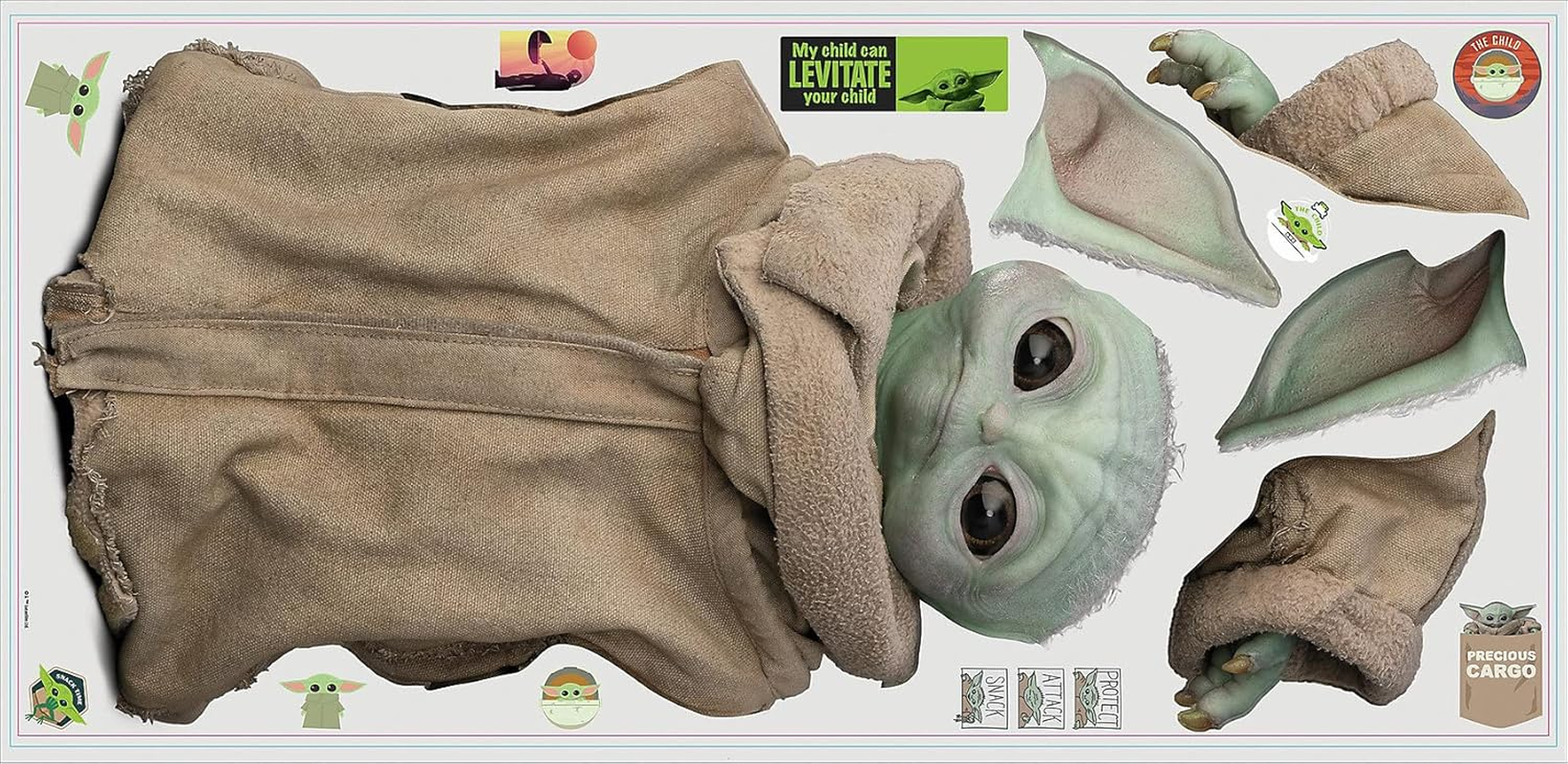 Roommates RMK4456GM the Mandalorian: the Child Peel and Stick Wall Decals, Green, Tan image number 6