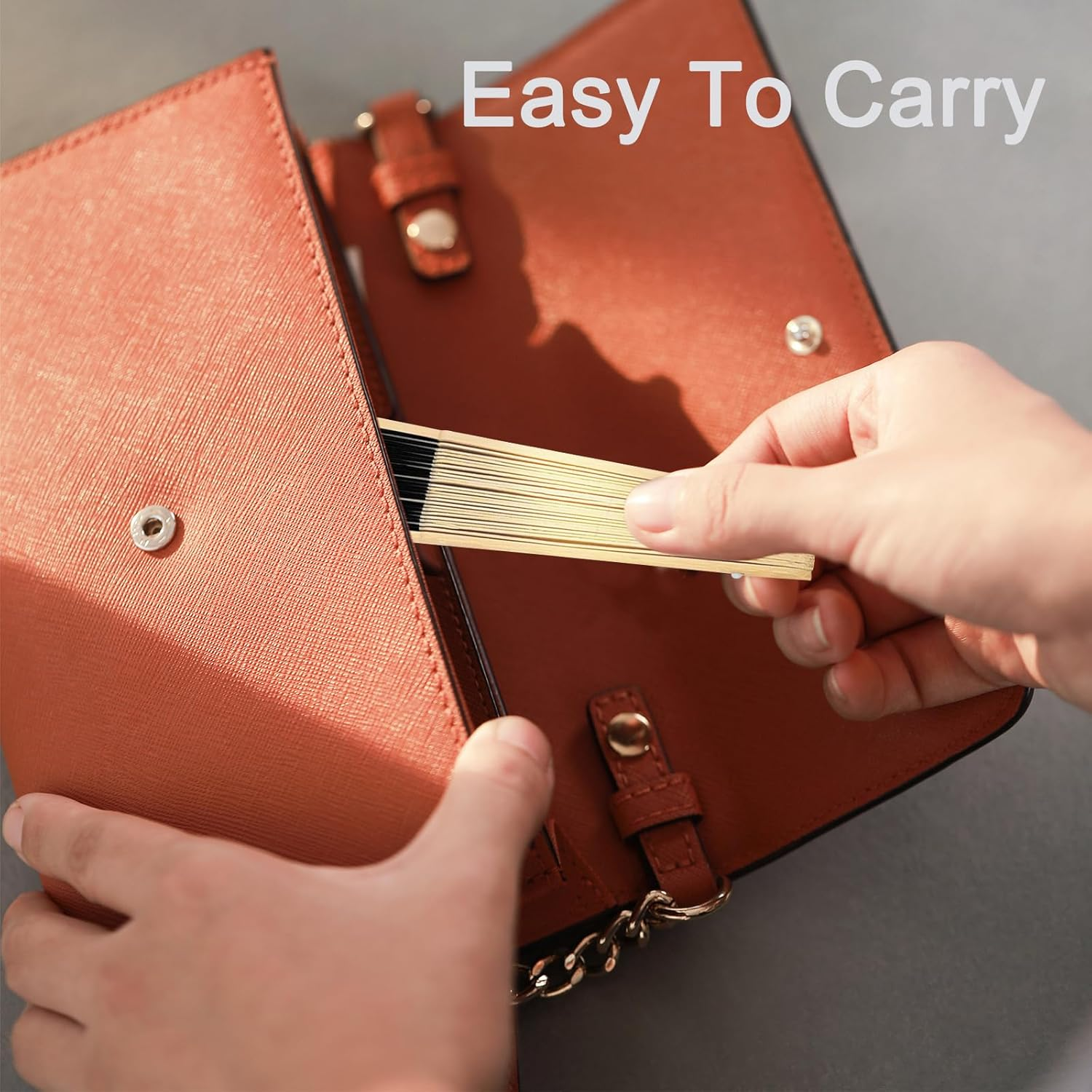 Chic Set of 2 Black Silk Hand Fans, Foldable Fans for Wedding Guests, Ideal as Fashion Accessories and Gifts image number 4